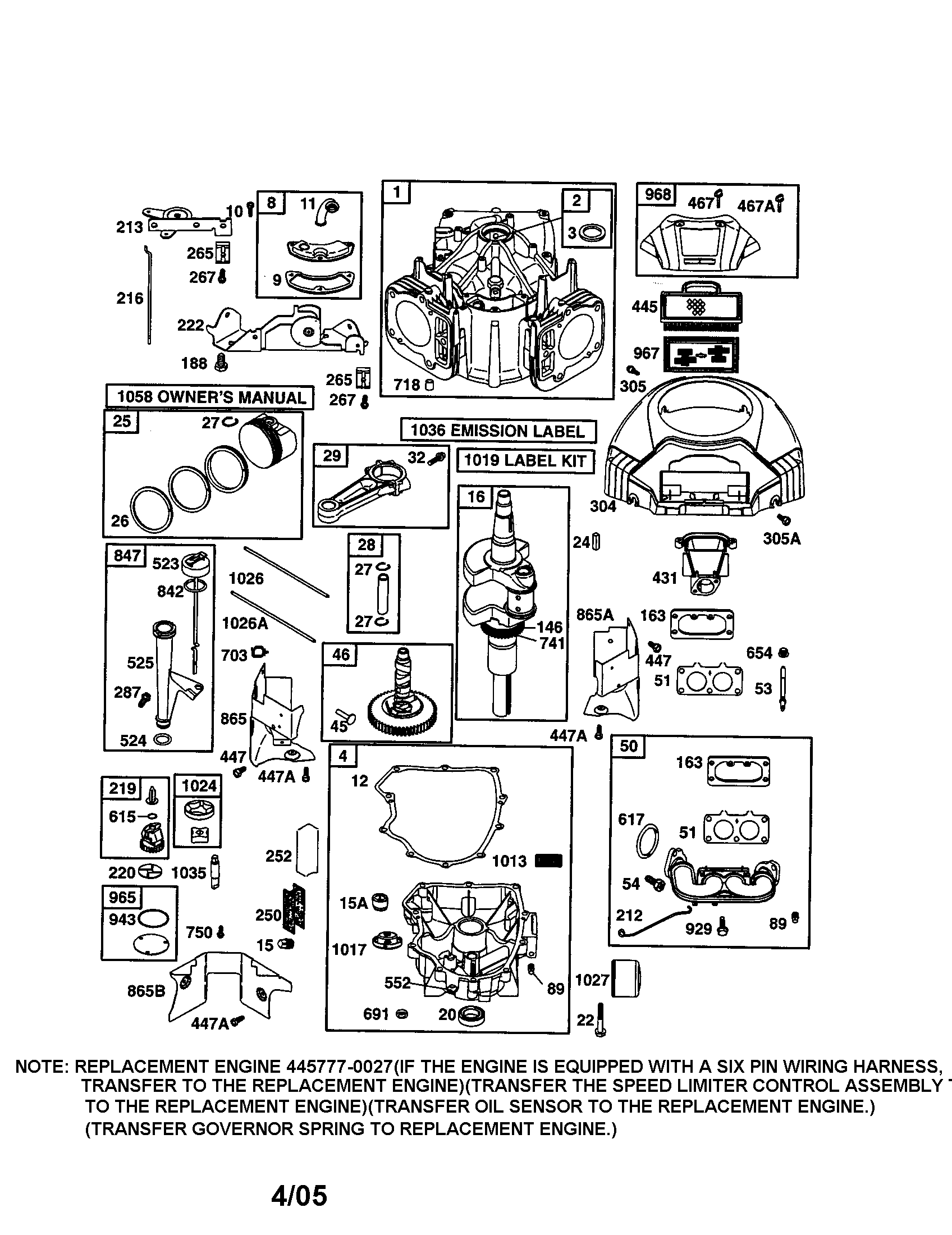 Cylinder/crankshaft/engine-sump