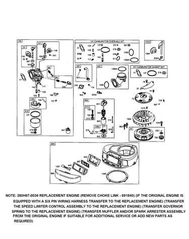 Carburetor/blower housing/note