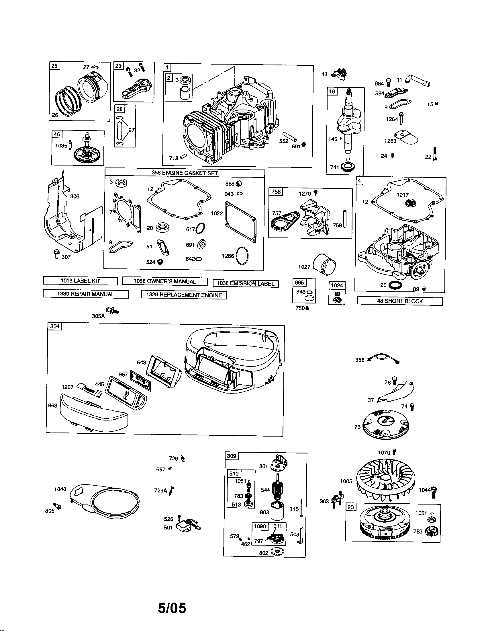 Cylinder/crankshaft/housing-blower