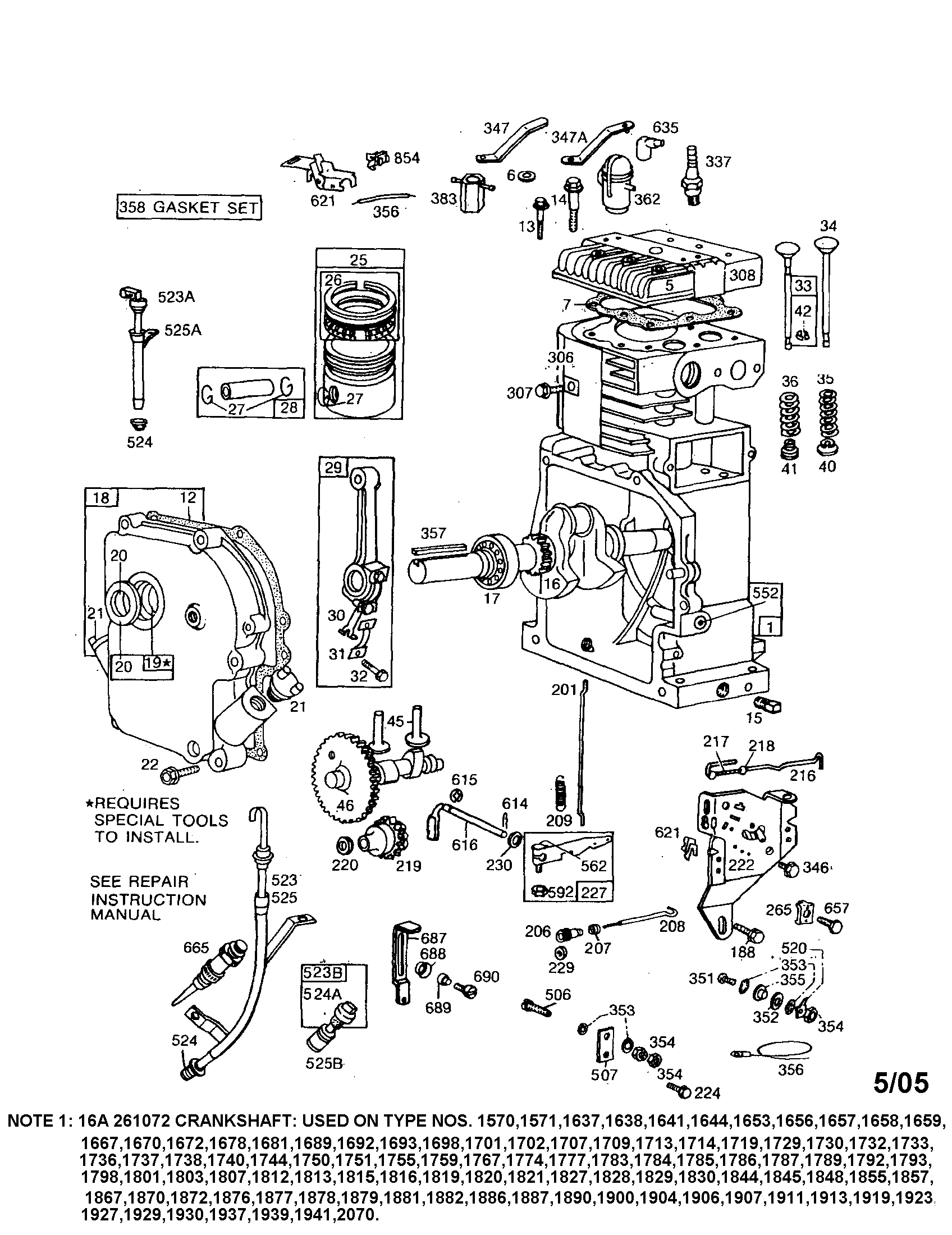 Cylinder/crankshaft/note 1