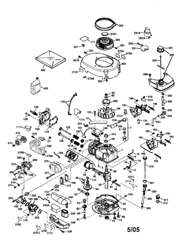 Cylinder/flywheel/rewind starter