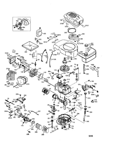 Cylinder/flywheel/rewind starter
