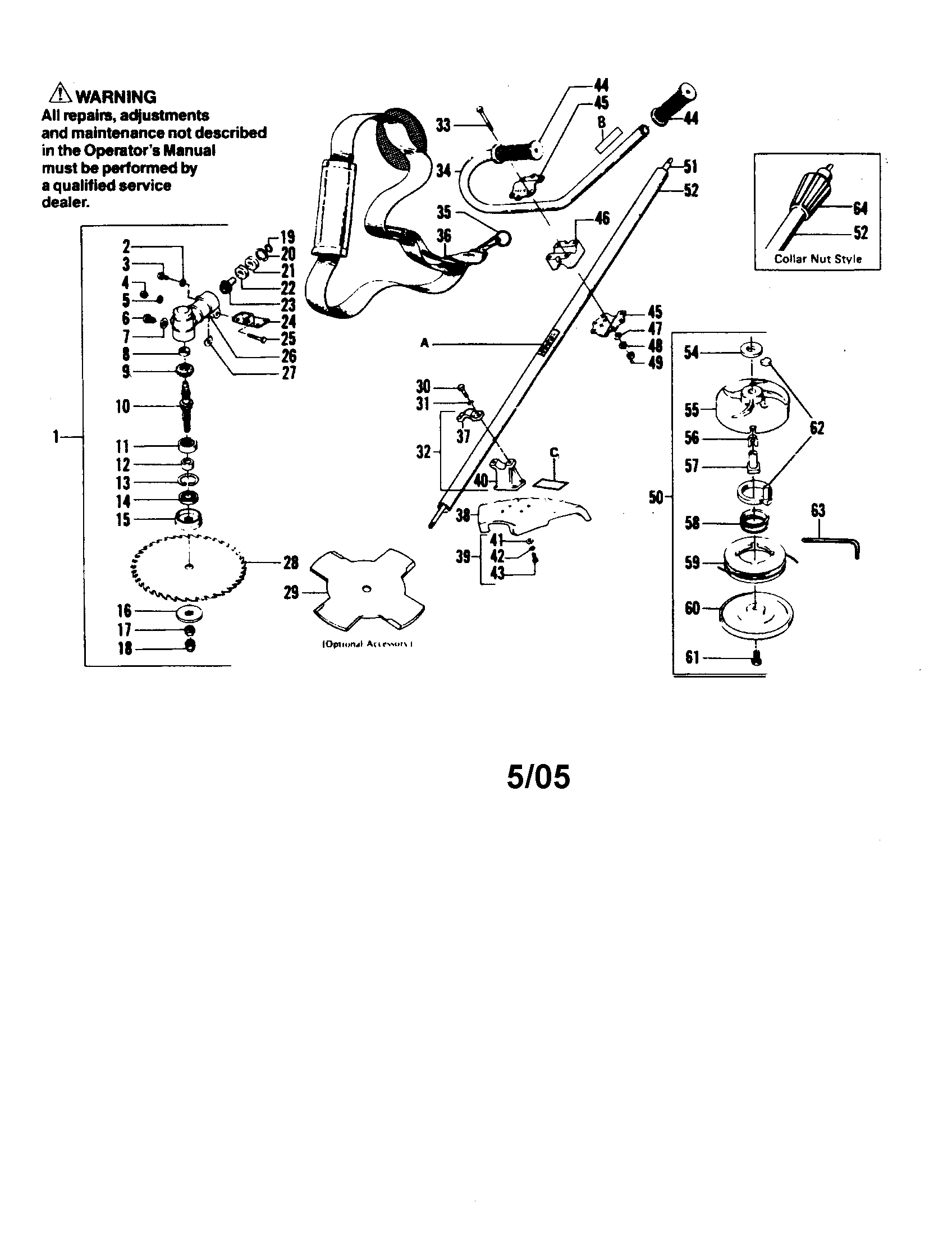 Cutting head and driveshaft