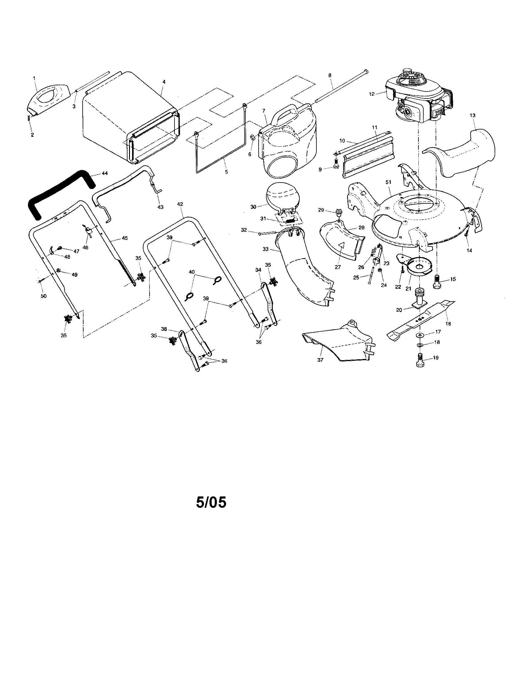 Engine/housing/handle/bag