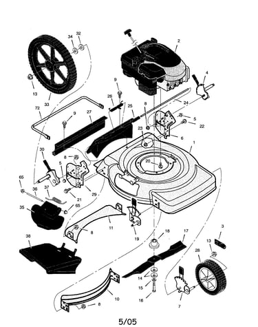 Engine/housing/blade/wheels