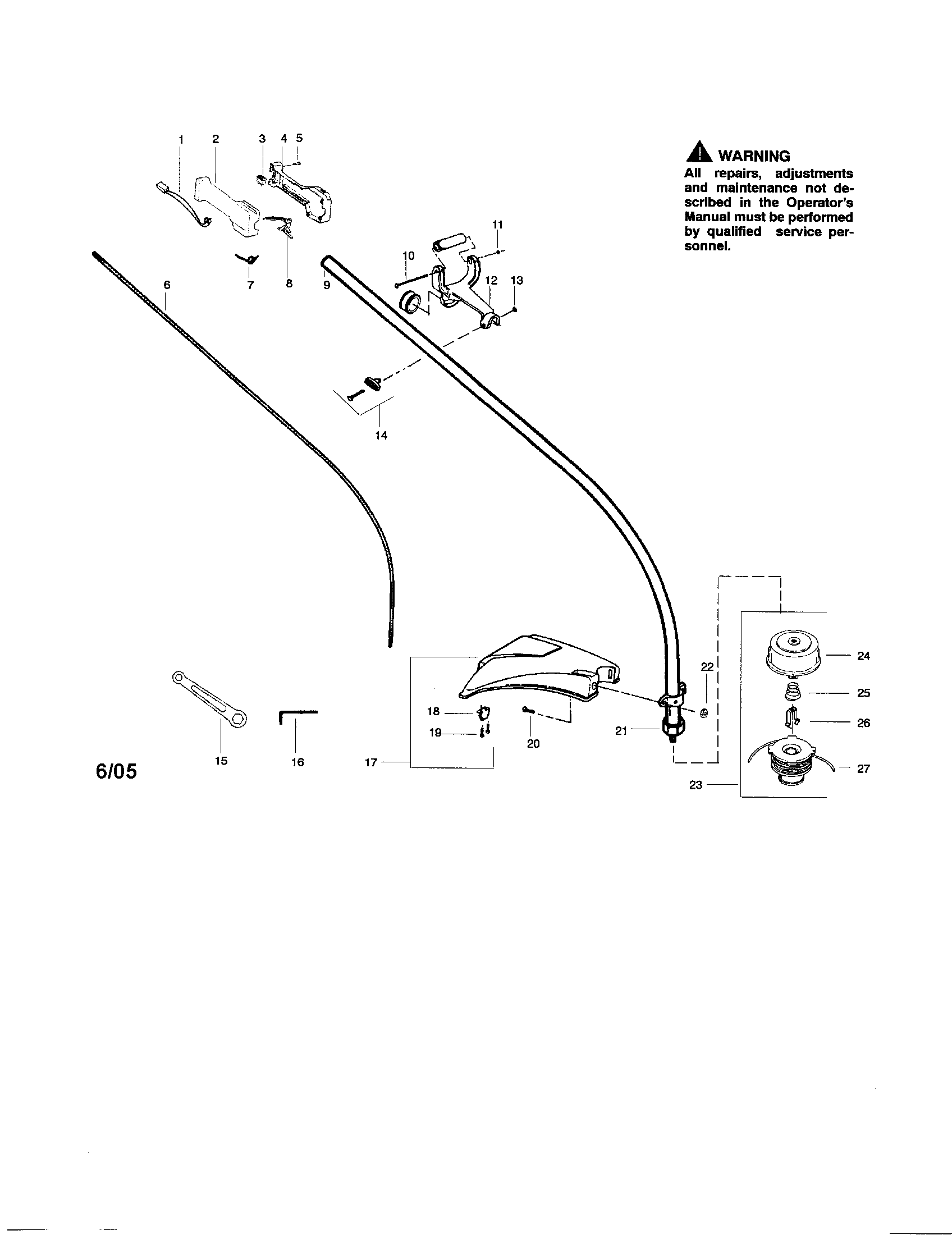 Driveshaft/shield/handle