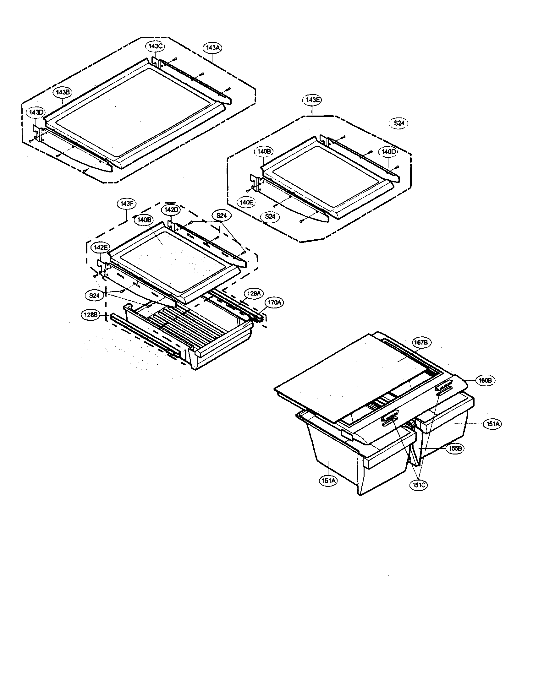 REFRIGERATOR SHELVES AND TRAYS