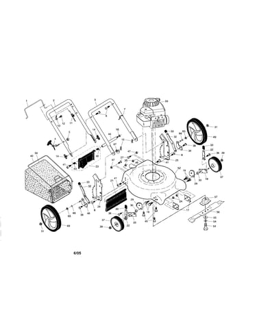 Engine/housing/handle/bag/wheels