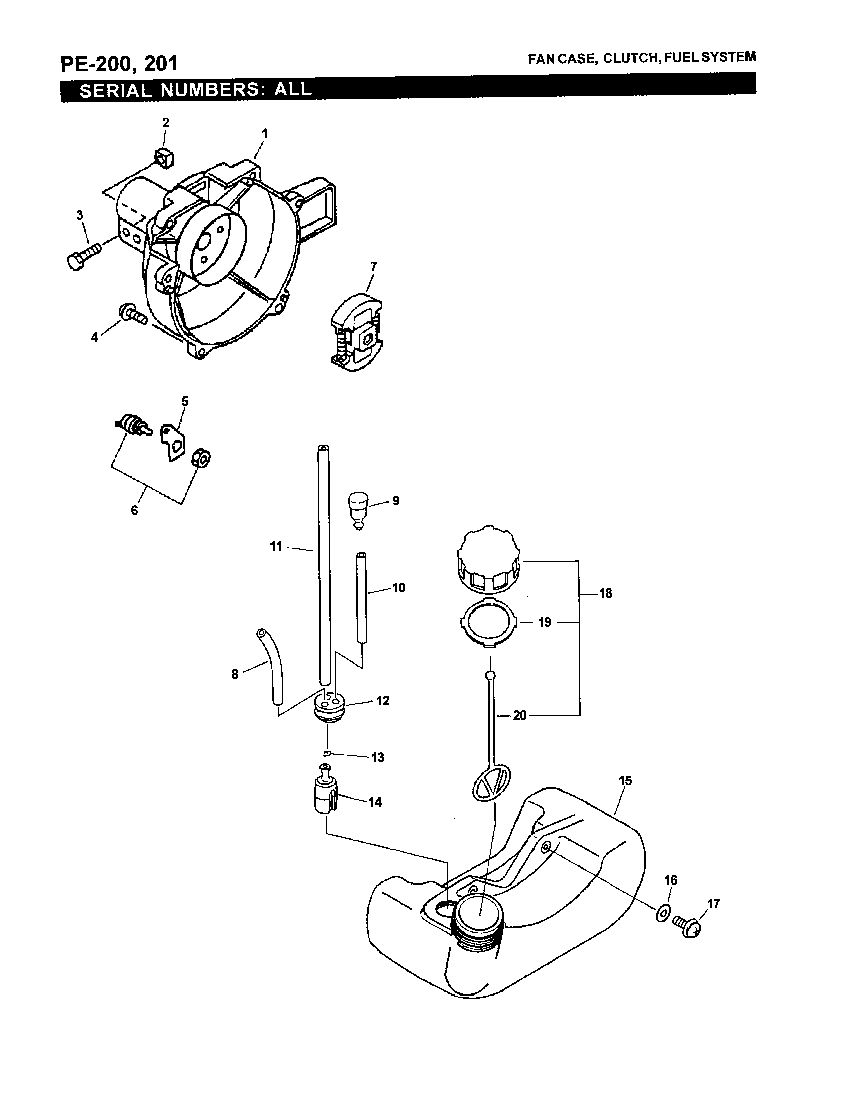 Fan case/clutch - pe-200, 201