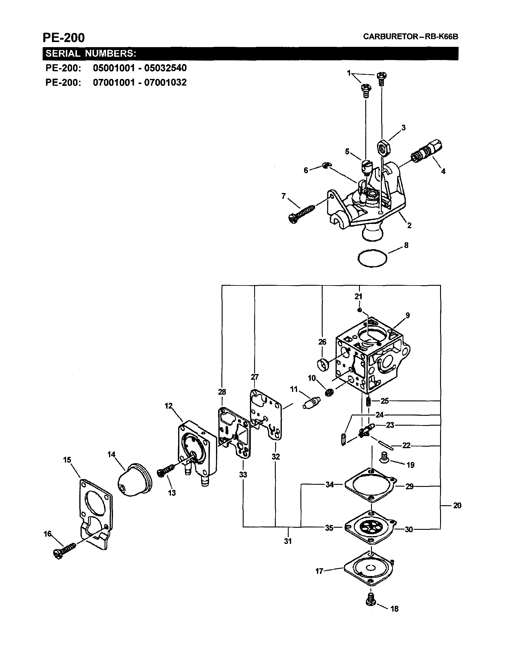 Carburetor - rb-k66b (pe-200)