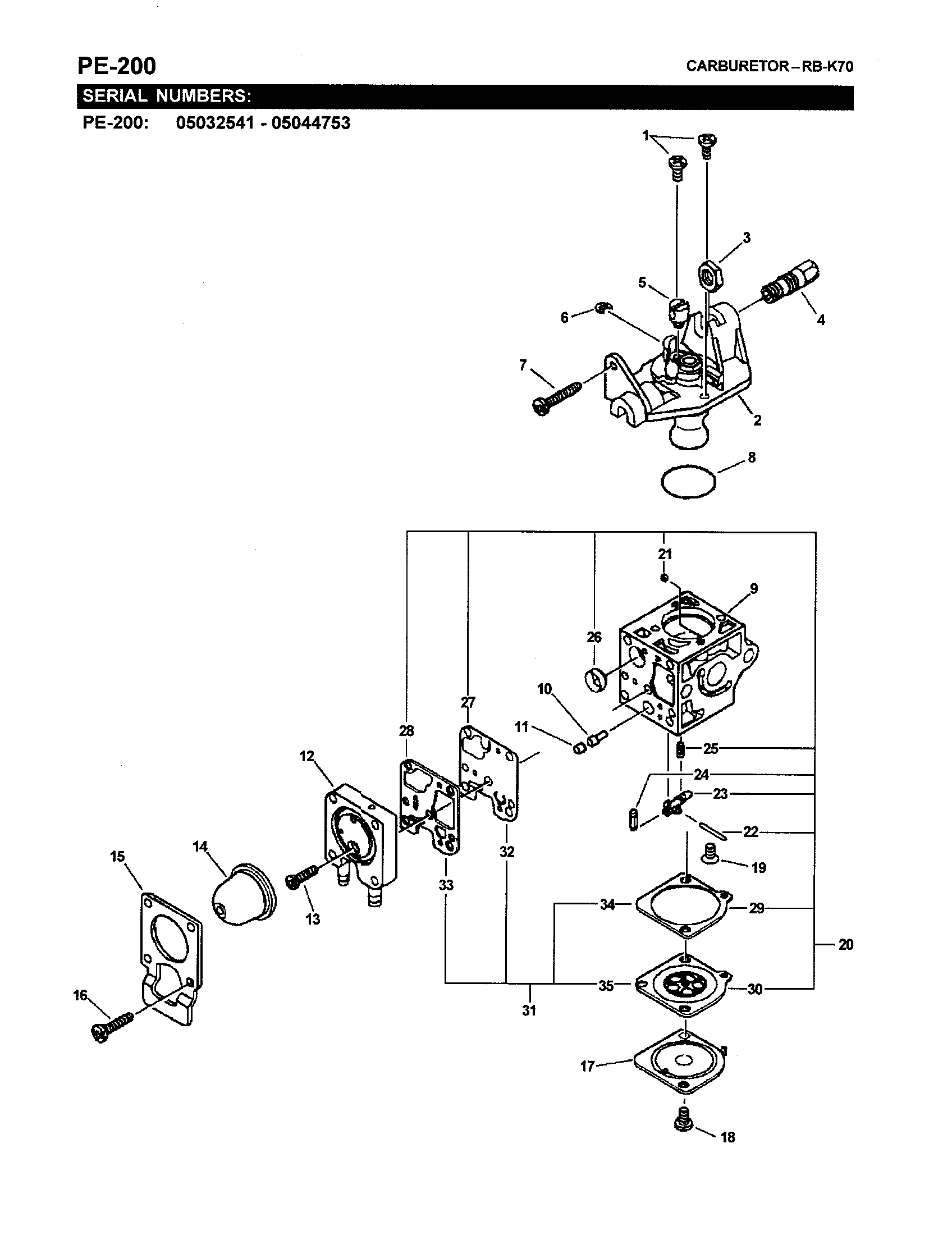 Carburetor -rb-k70 (pe-200)
