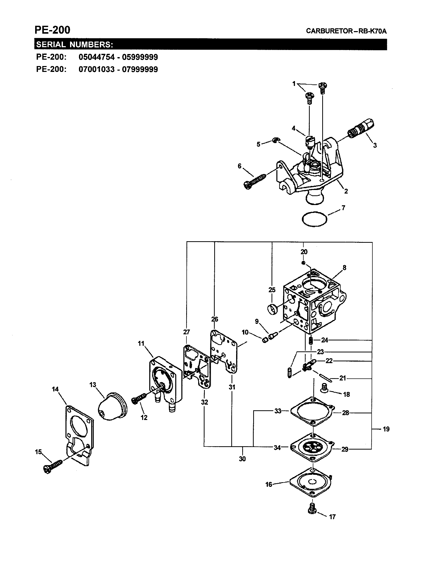 Carburetor-rb-k70a (pe-200)
