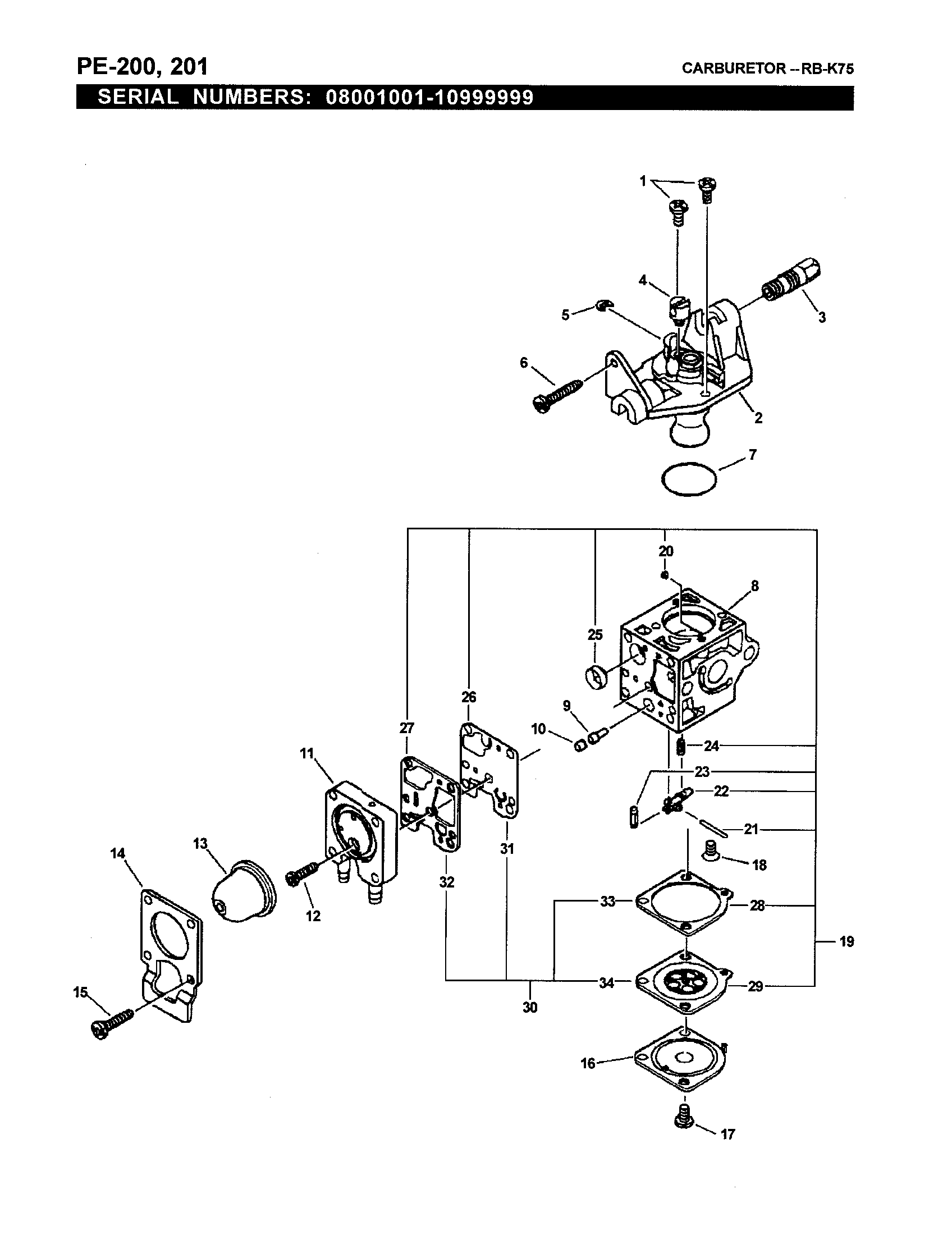 Carburetor - rb-k75 (pe-200,201)
