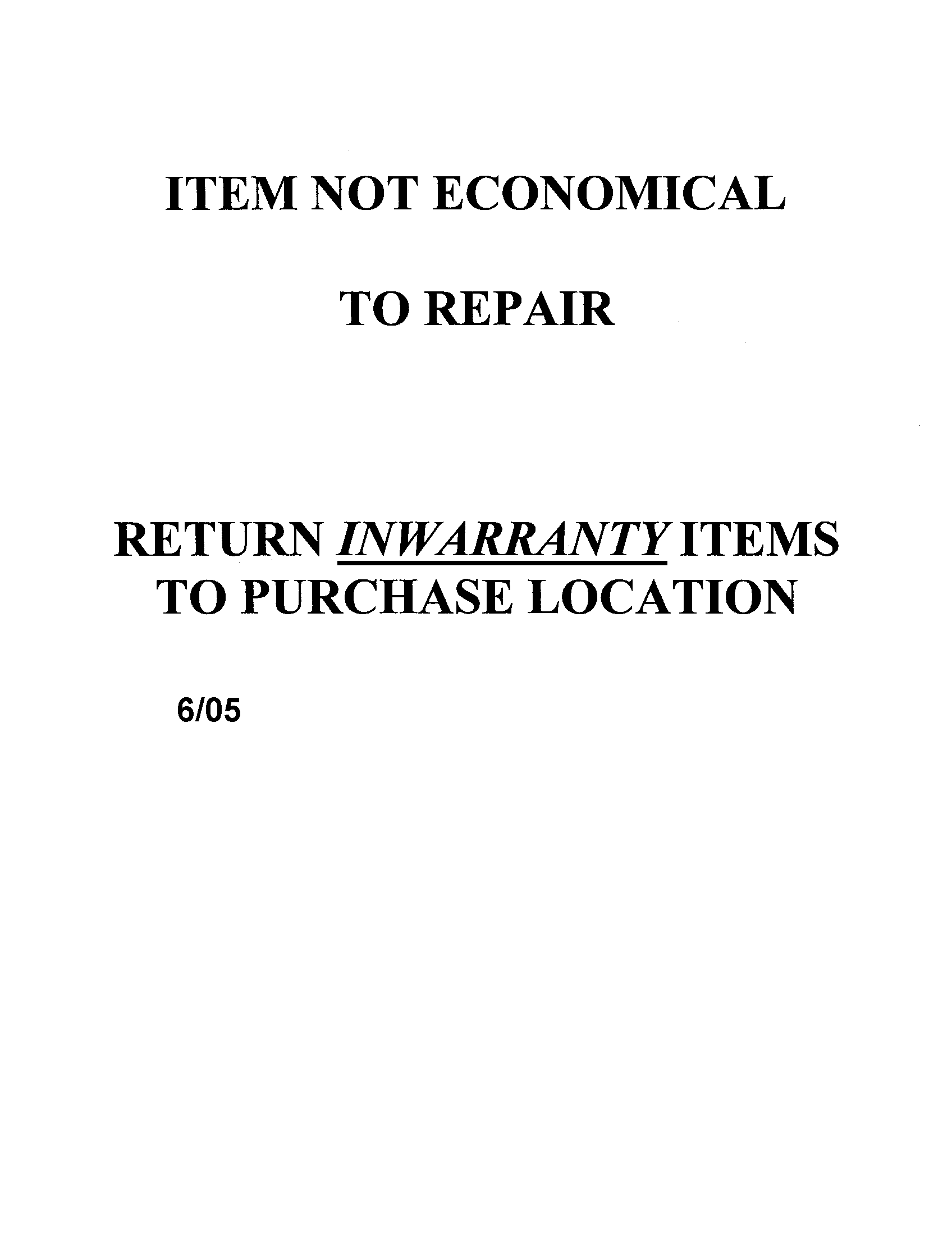 Air compressor (inwarranty note)