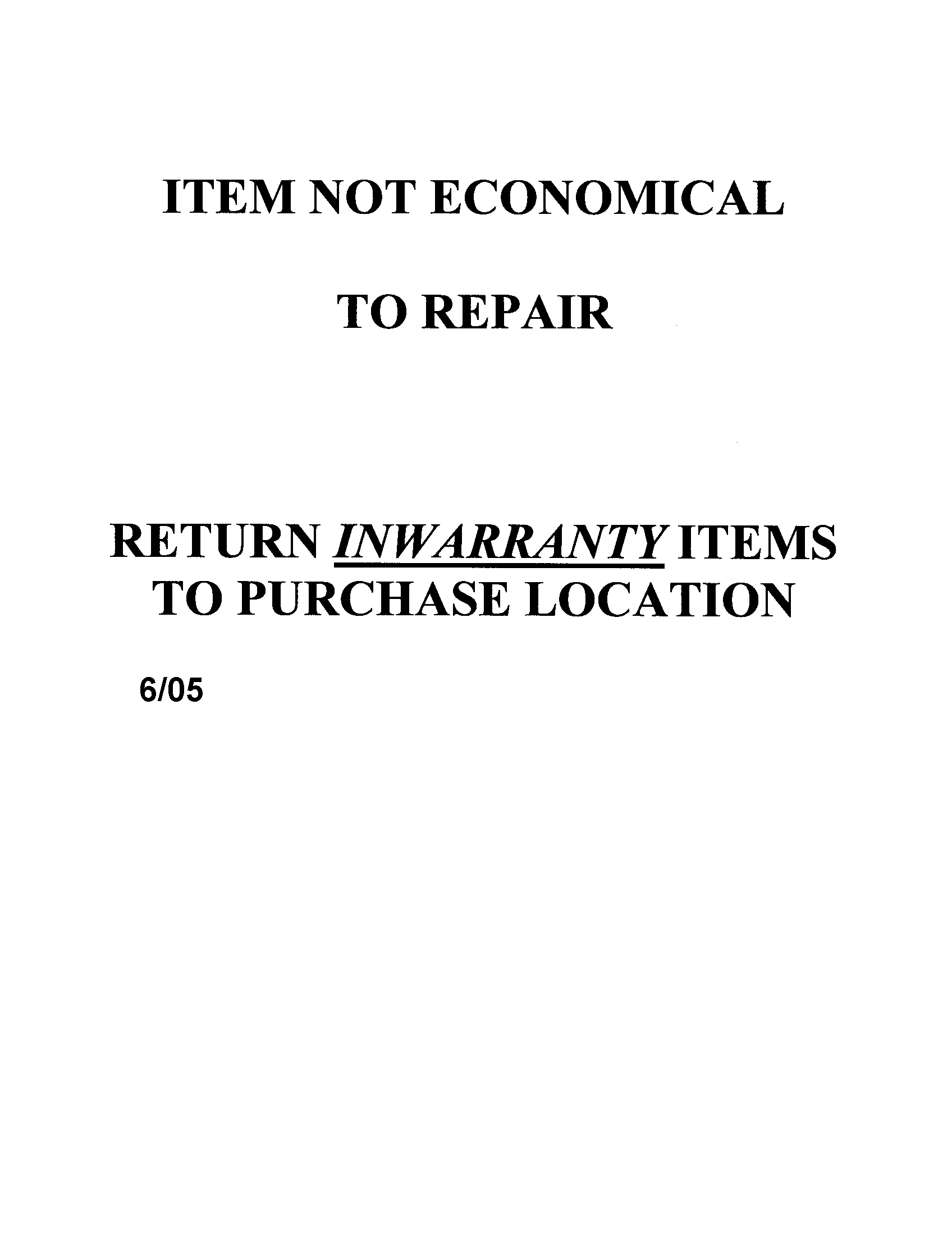 Air compressor (inwarranty note)