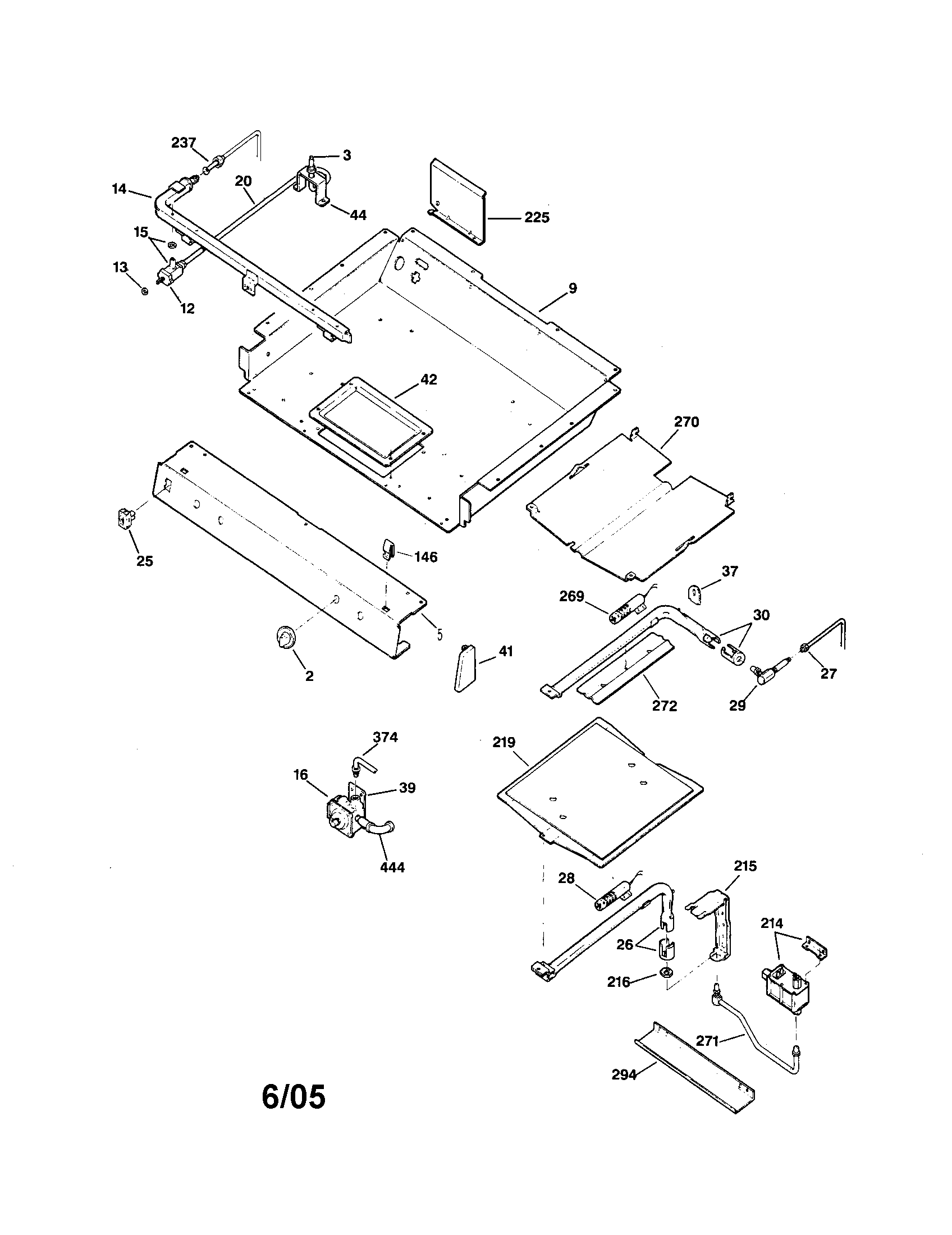 Burner box/deflector/burner bake