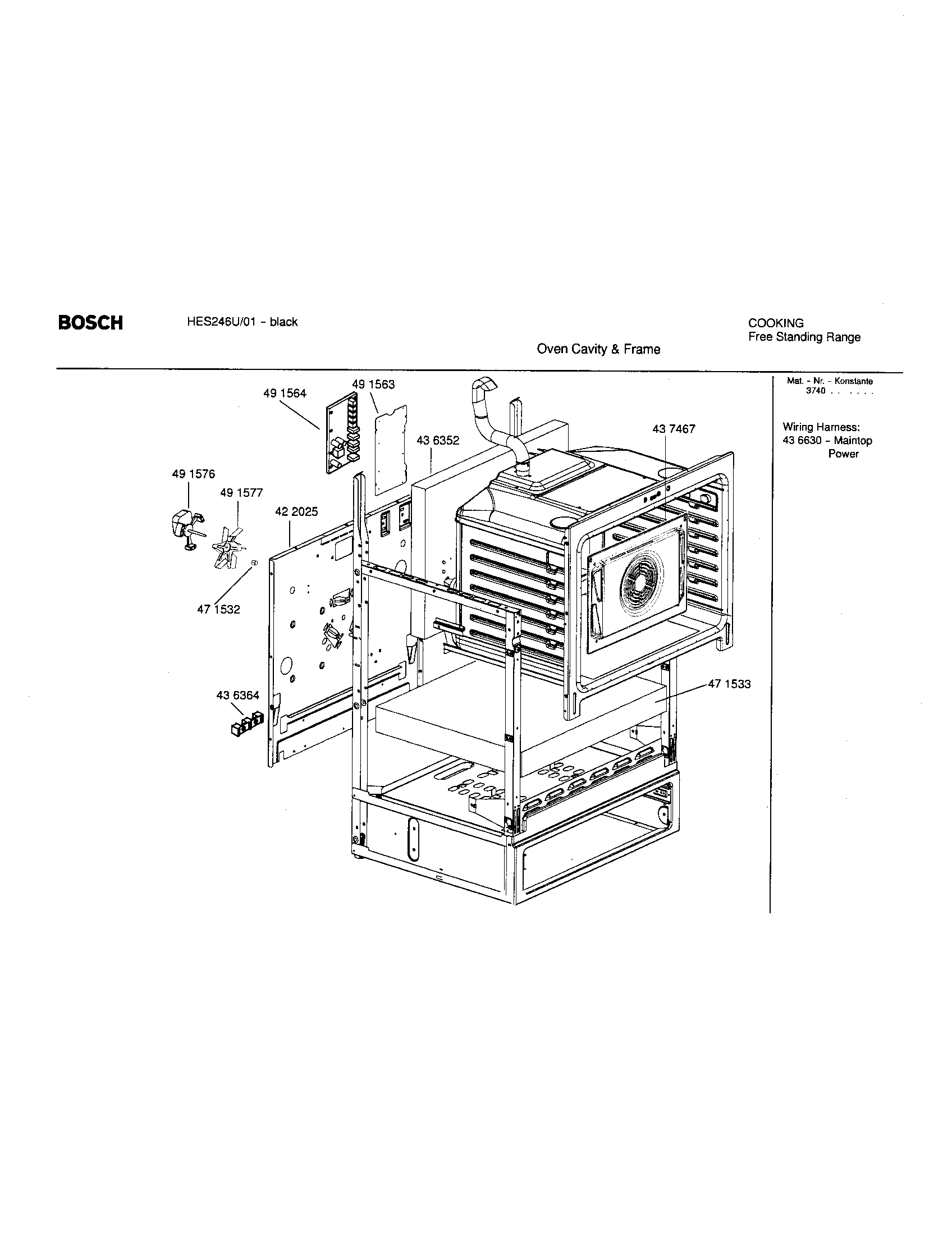 Oven cavity and frame