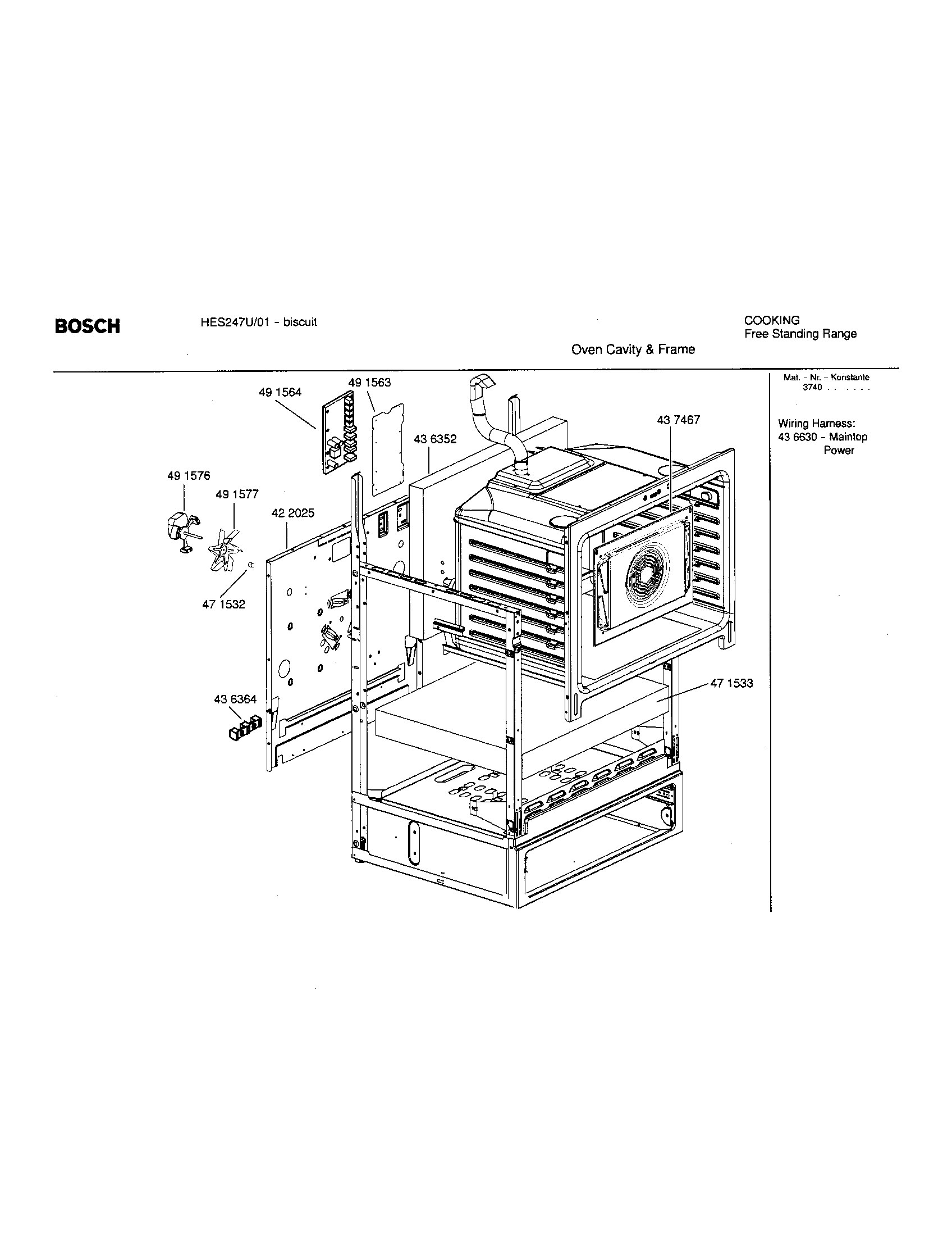 Oven cavity and frame