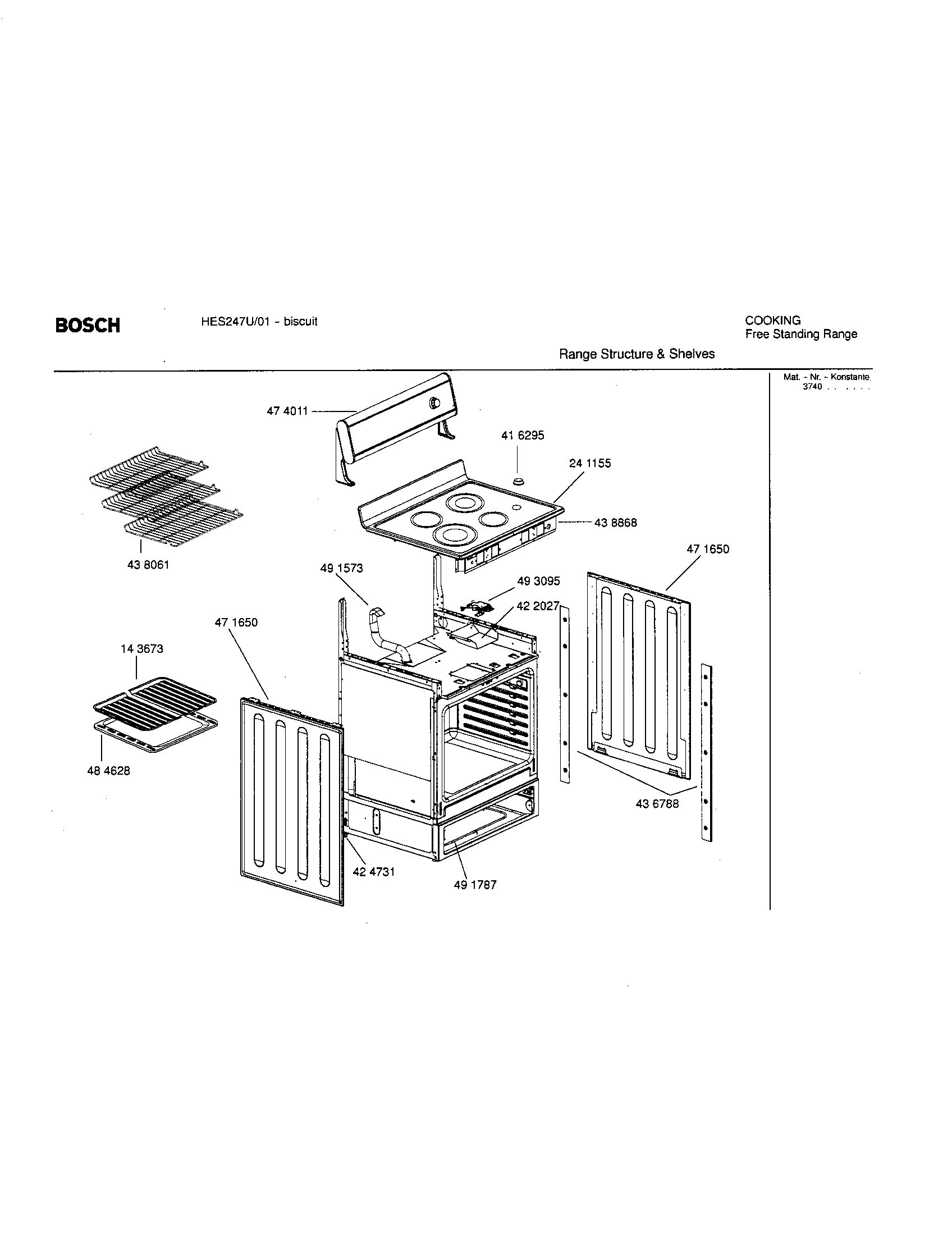 Range structure and shelves
