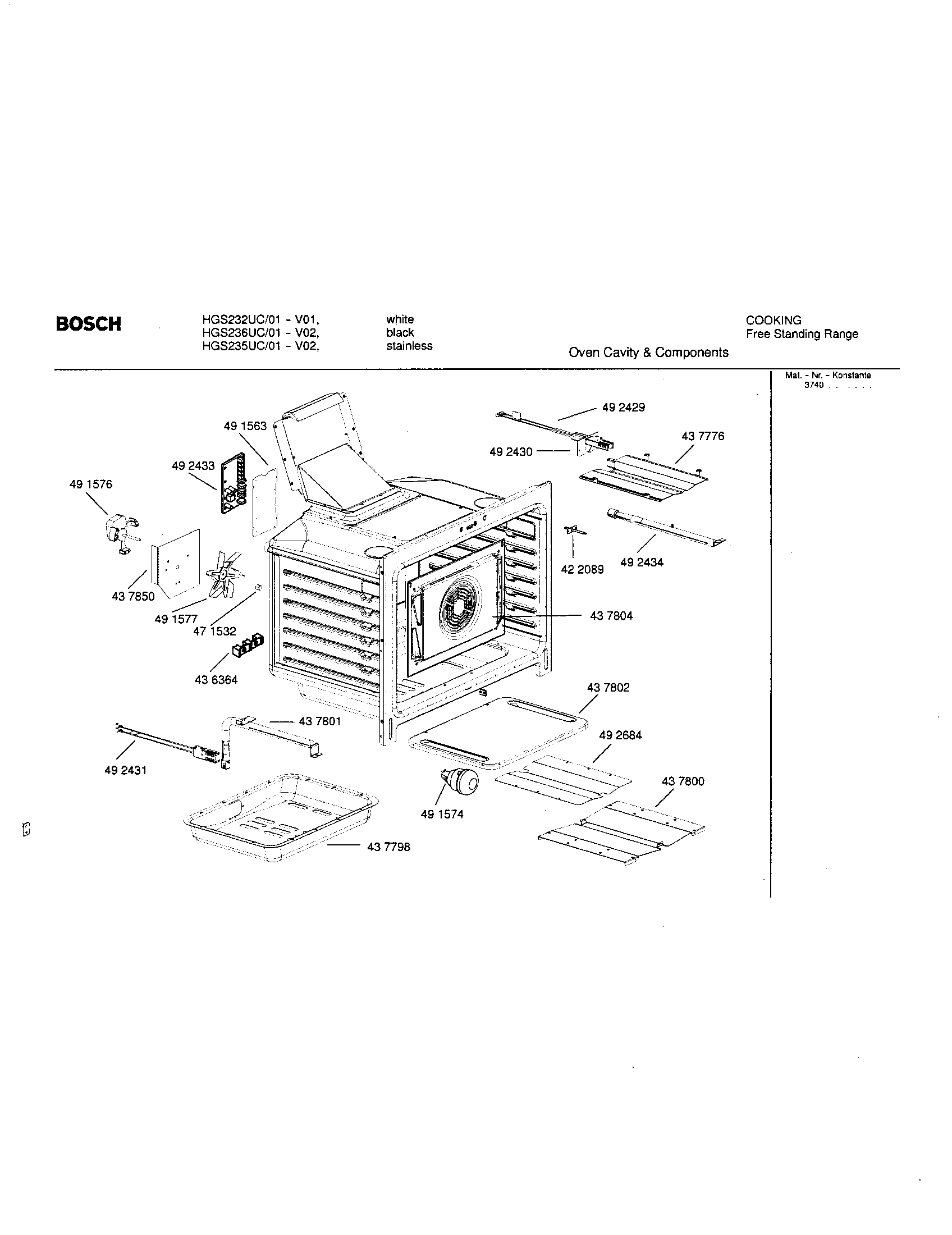 Oven cavity and components
