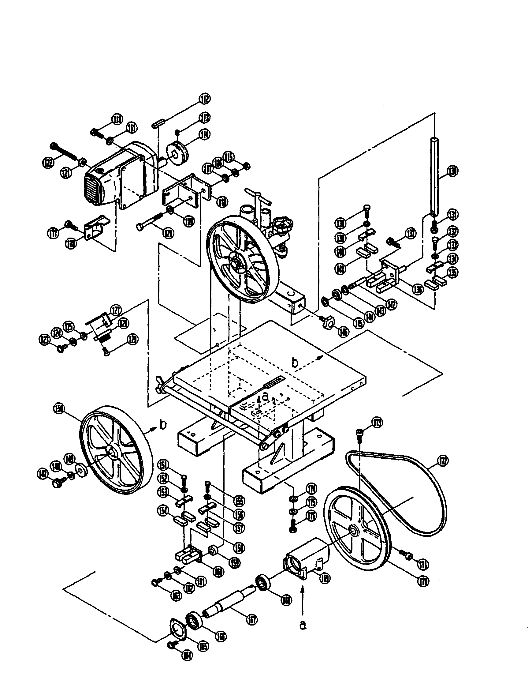Wheel/wheel shaft/v-belt