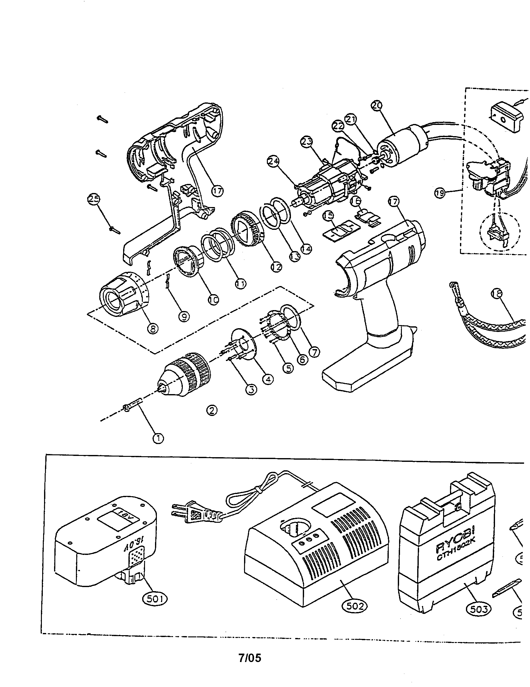 18V CTR HANDLE DRILL