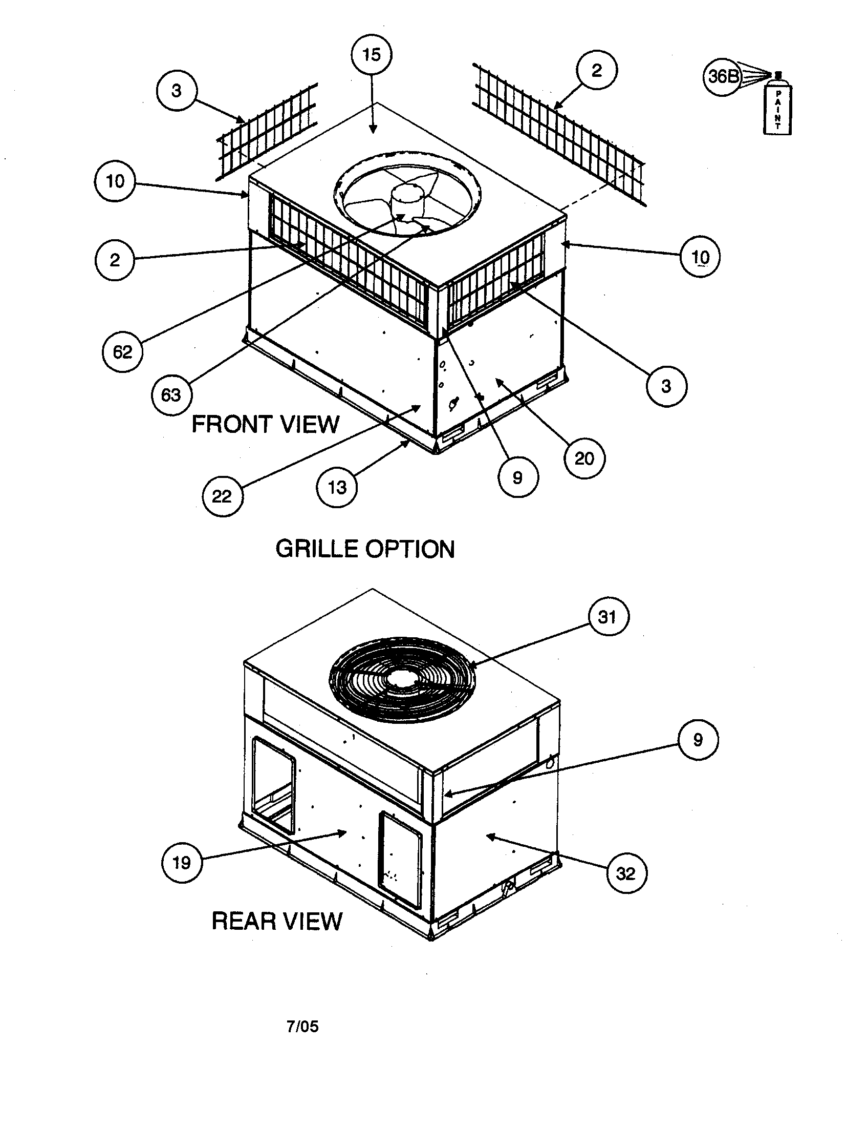 Top cover/motor/grille