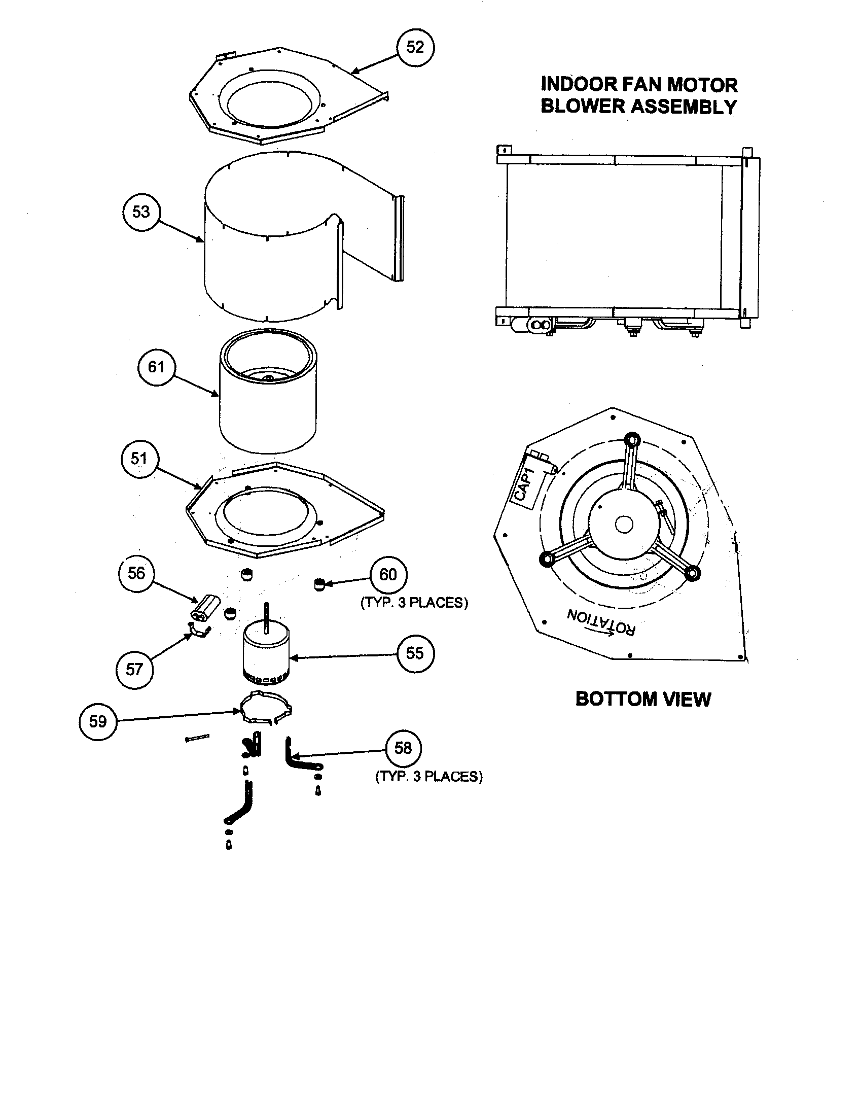 Indoor fan motor blower assembly