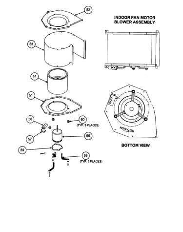Indoor fan motor blower assembly