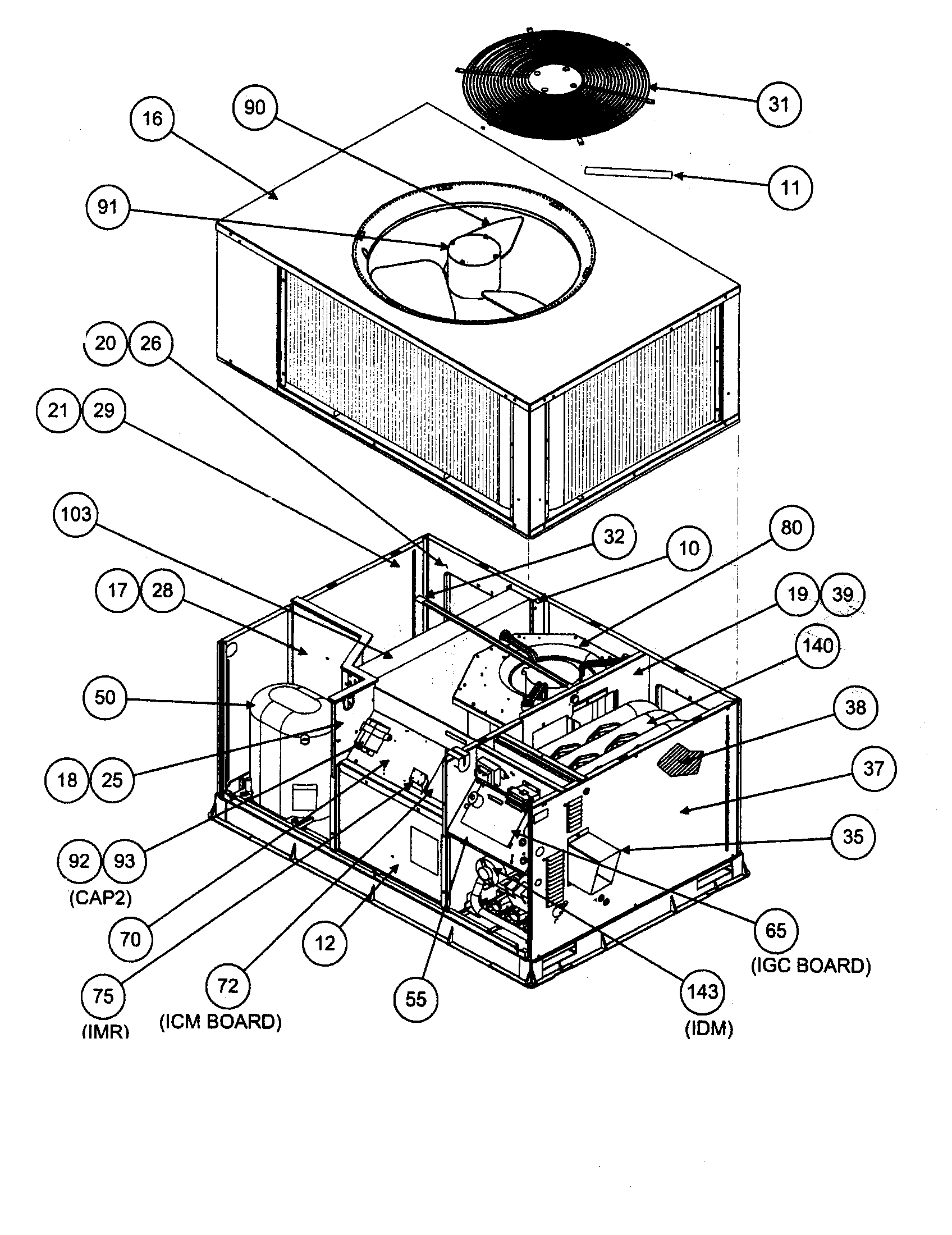 Fan/motor/top cover