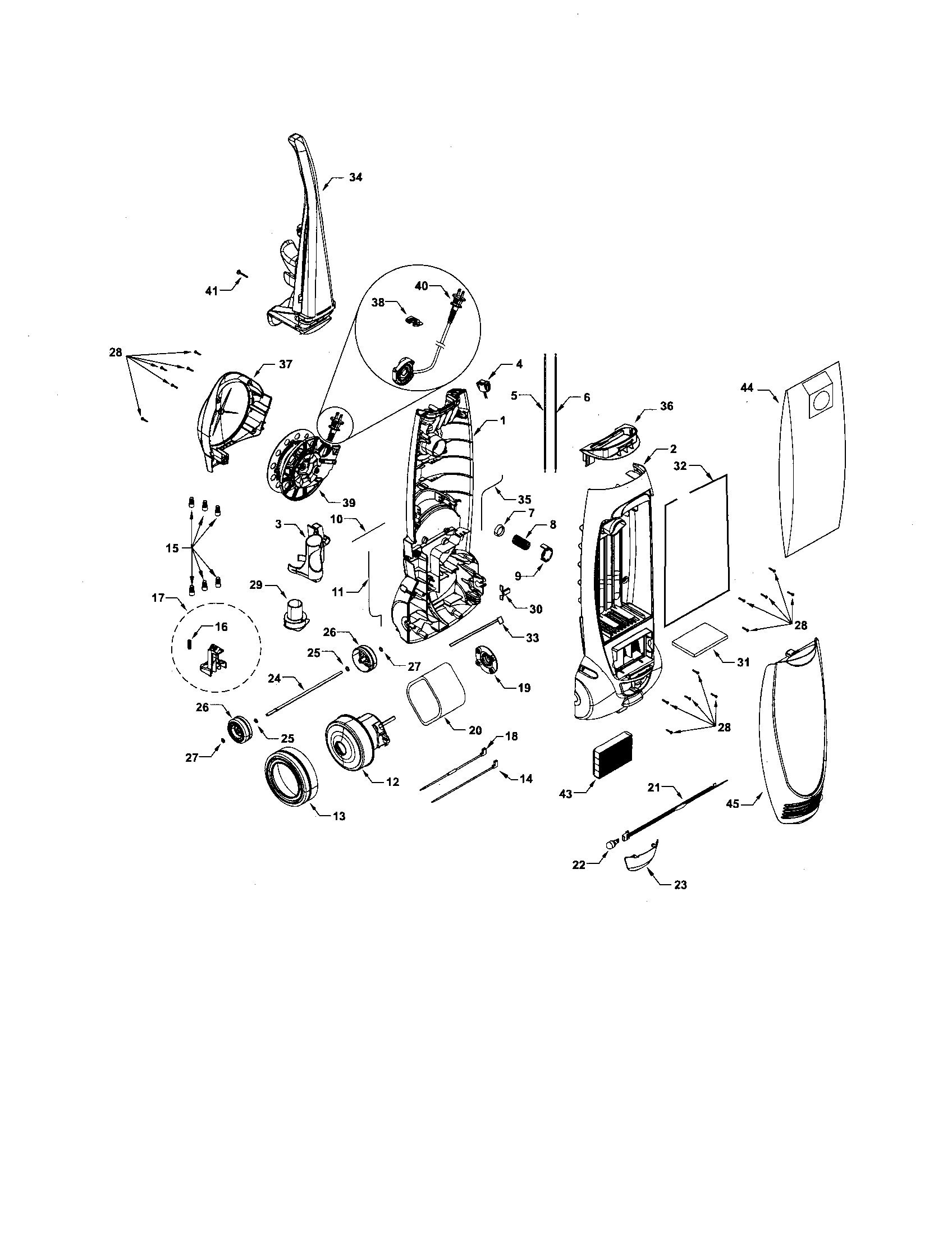 Dust compartment and motor
