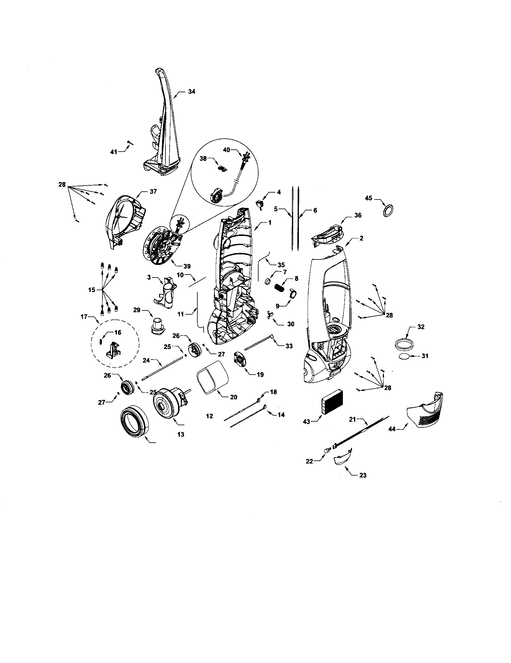 Dust compartment and motor