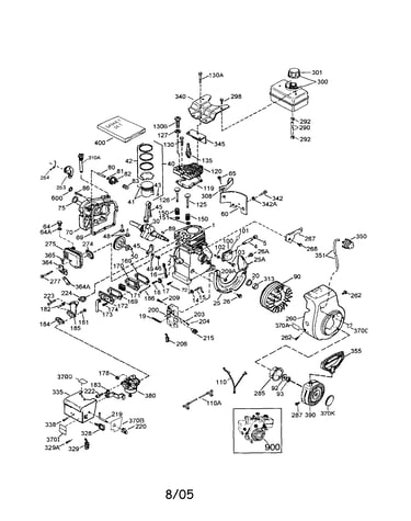 Cylinder/flywheel/crankshaft/engine