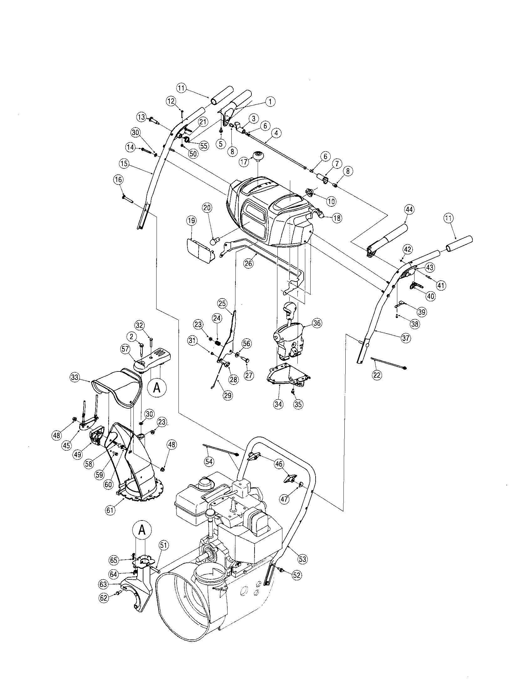 Handle/upper chute