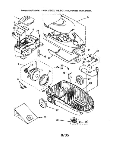 Canopy/motor, fan/base