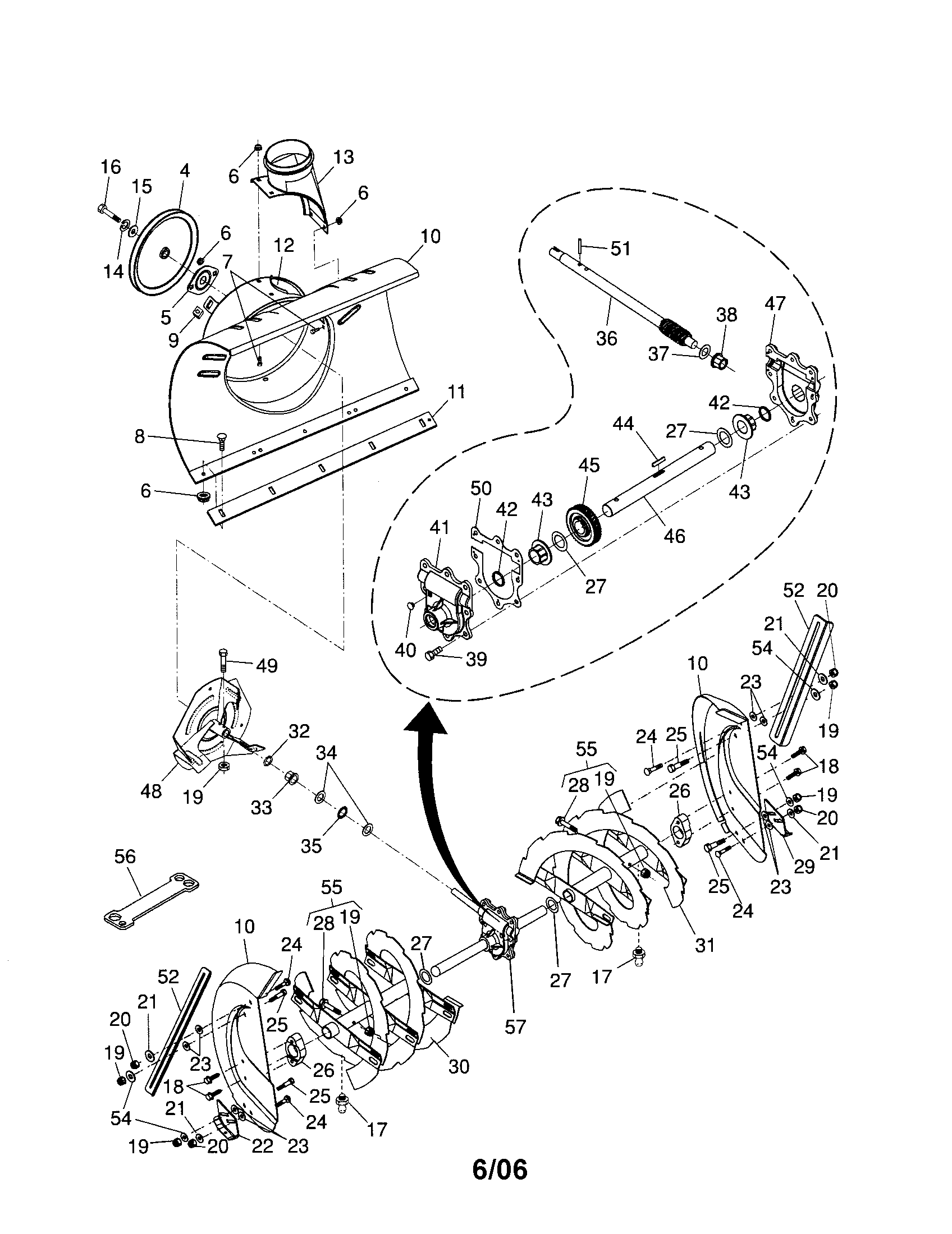 Auger housing/impeller assembly