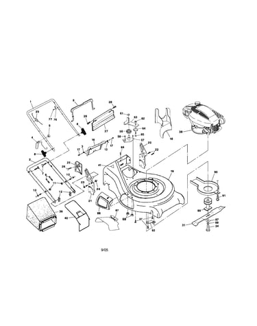 Engine/housing/handle/bag