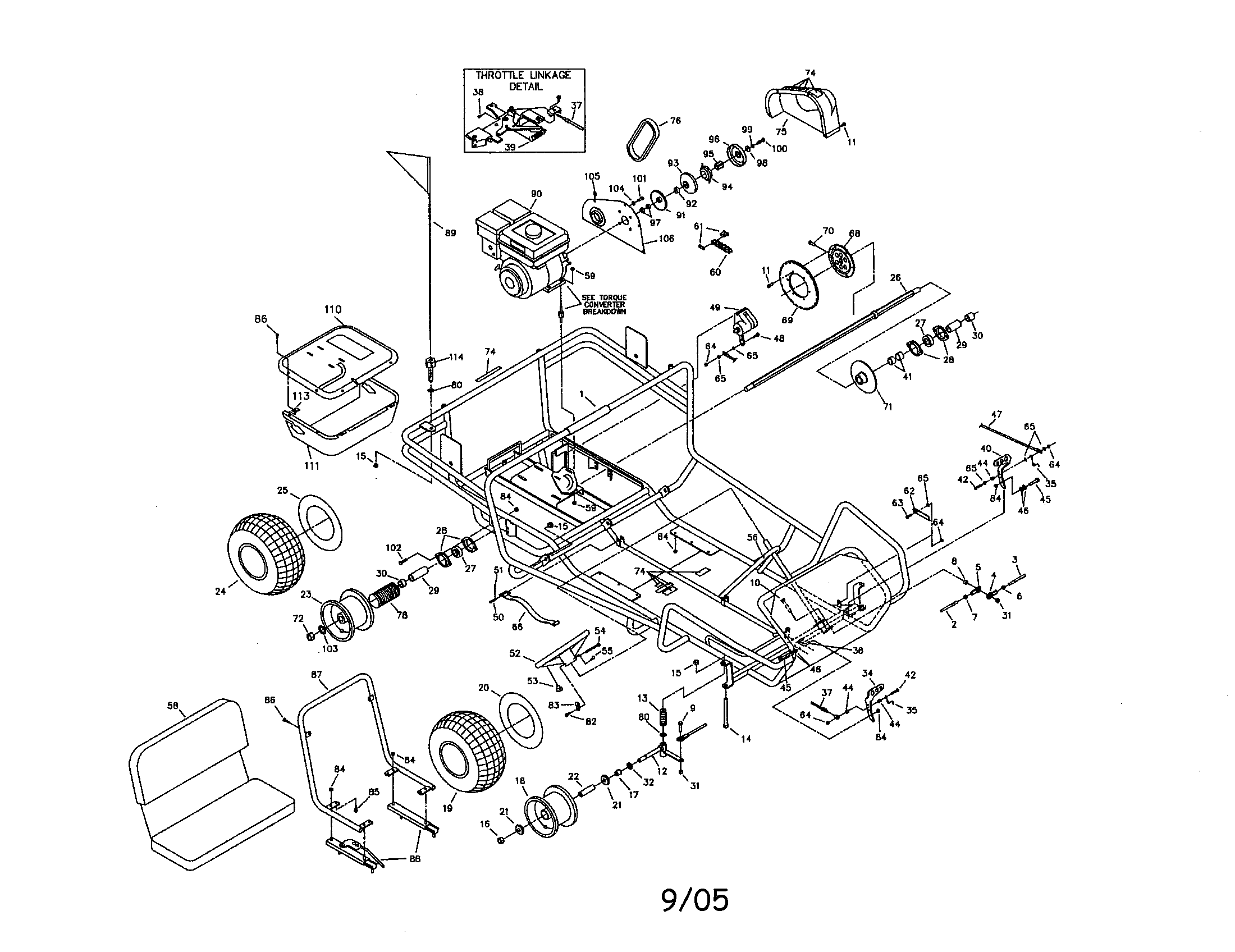 FRAME/WHEELS/ENGINE/SEAT