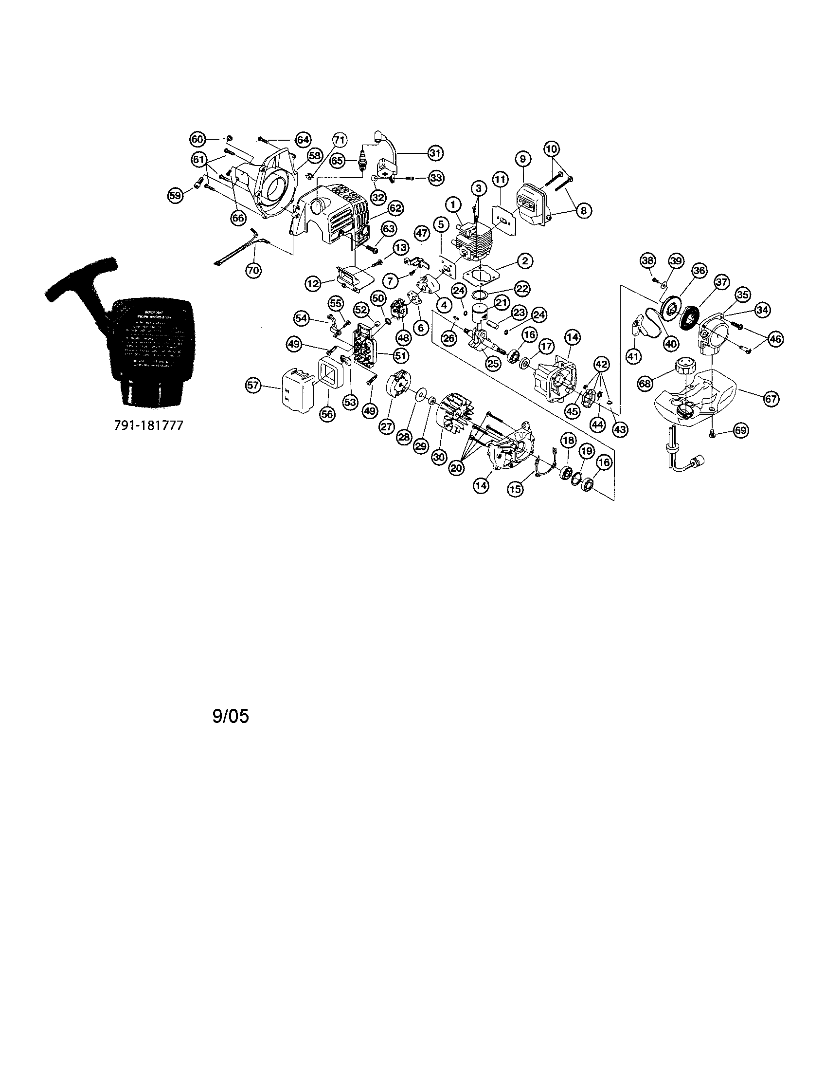 Cylinder/muffler/crankcase