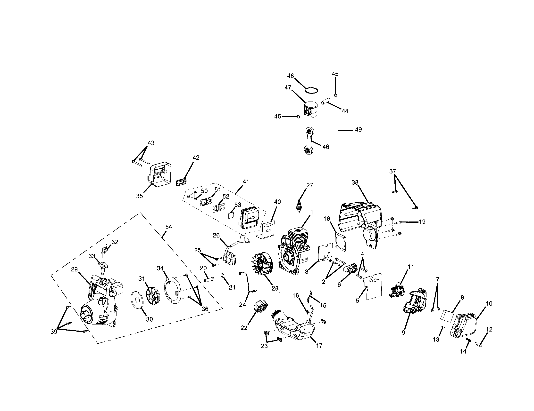 Short block/carburetor/crankcase