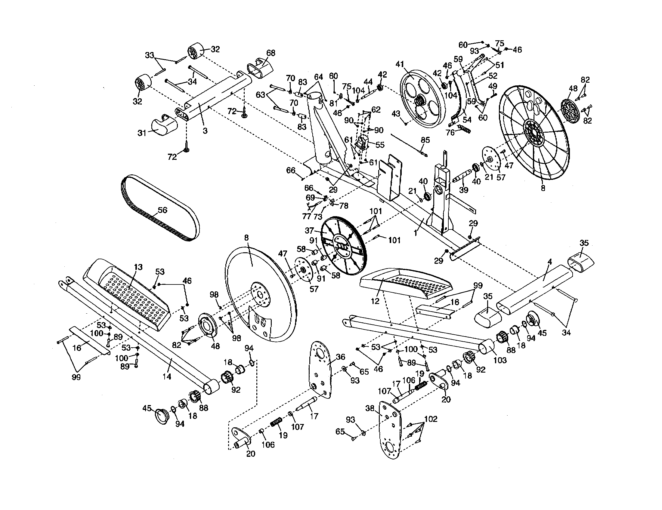 Frame/pedals/flywheels