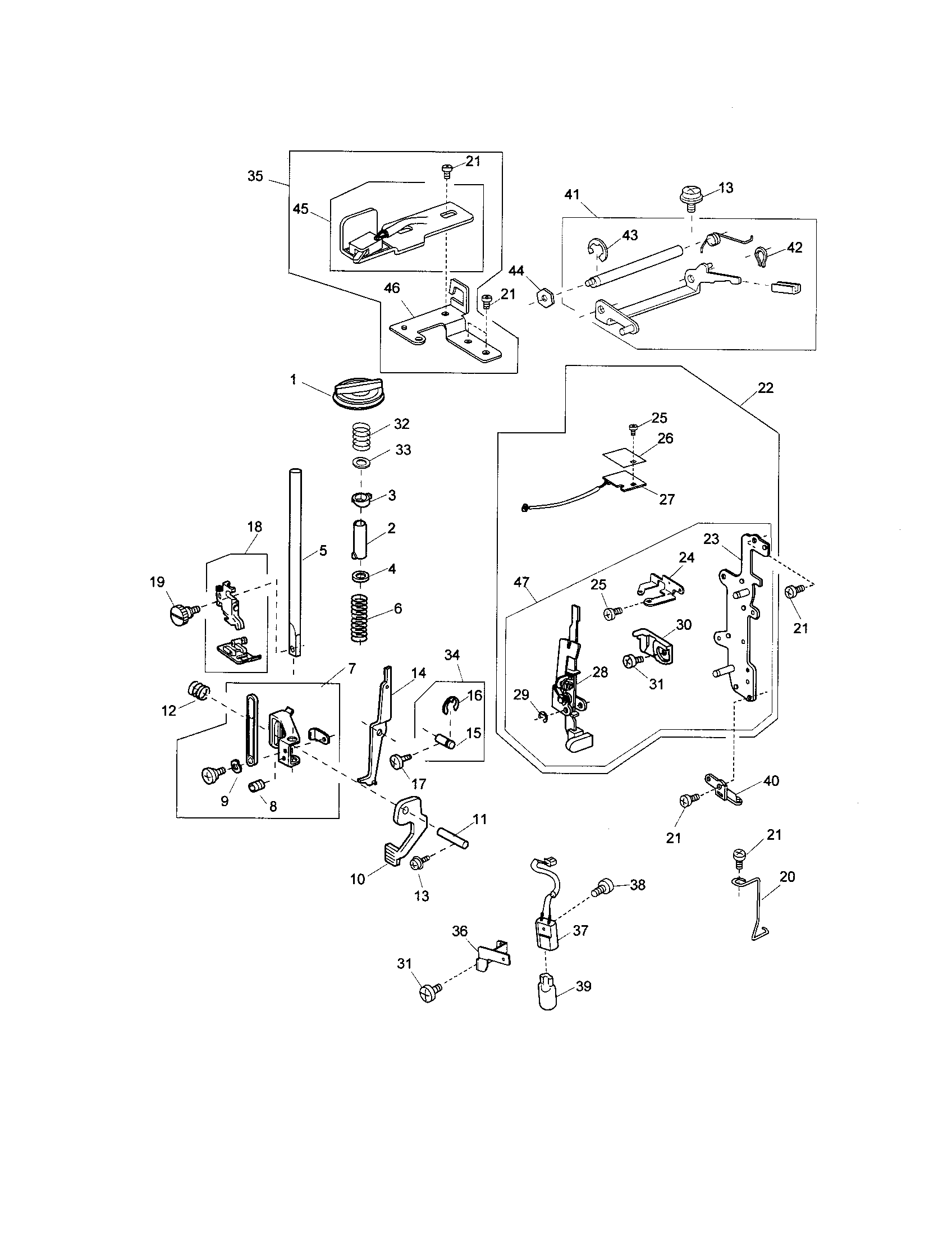 Pressure foot/front bracket unit