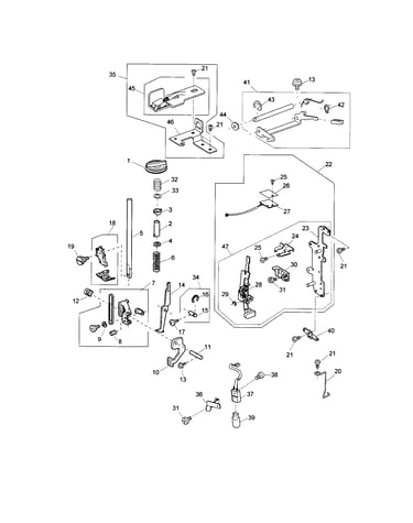 Pressure foot/front bracket unit