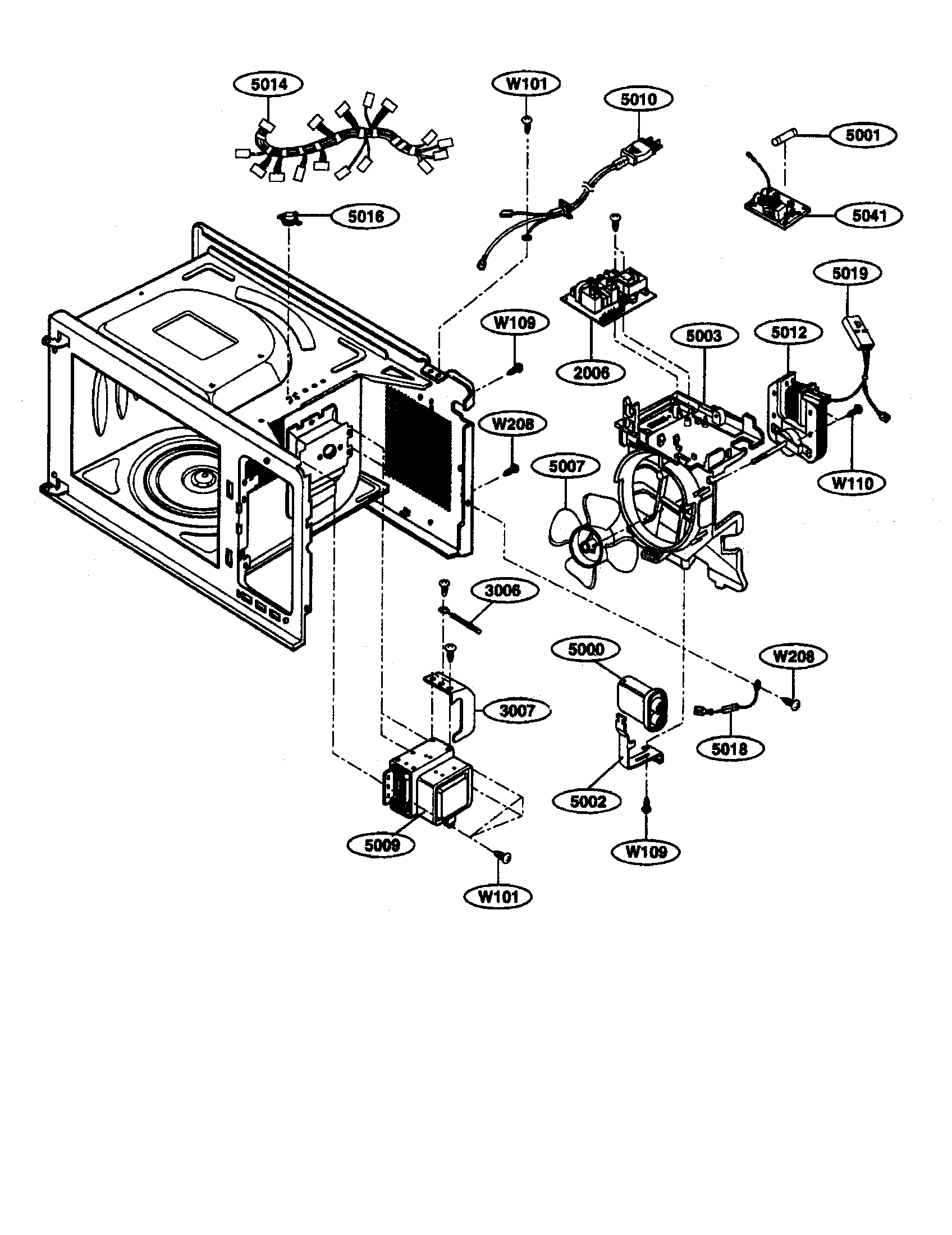 Ac cord and hv diode assembly/fan