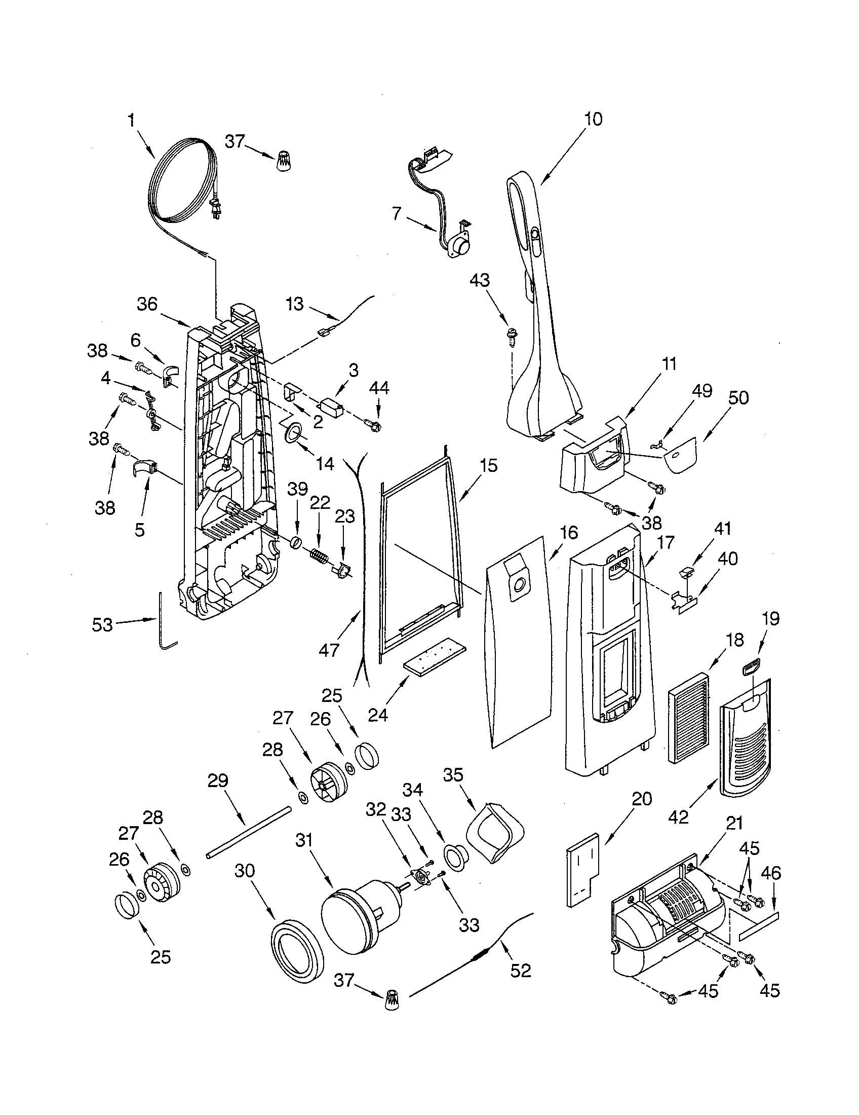 Dust compartment and motor