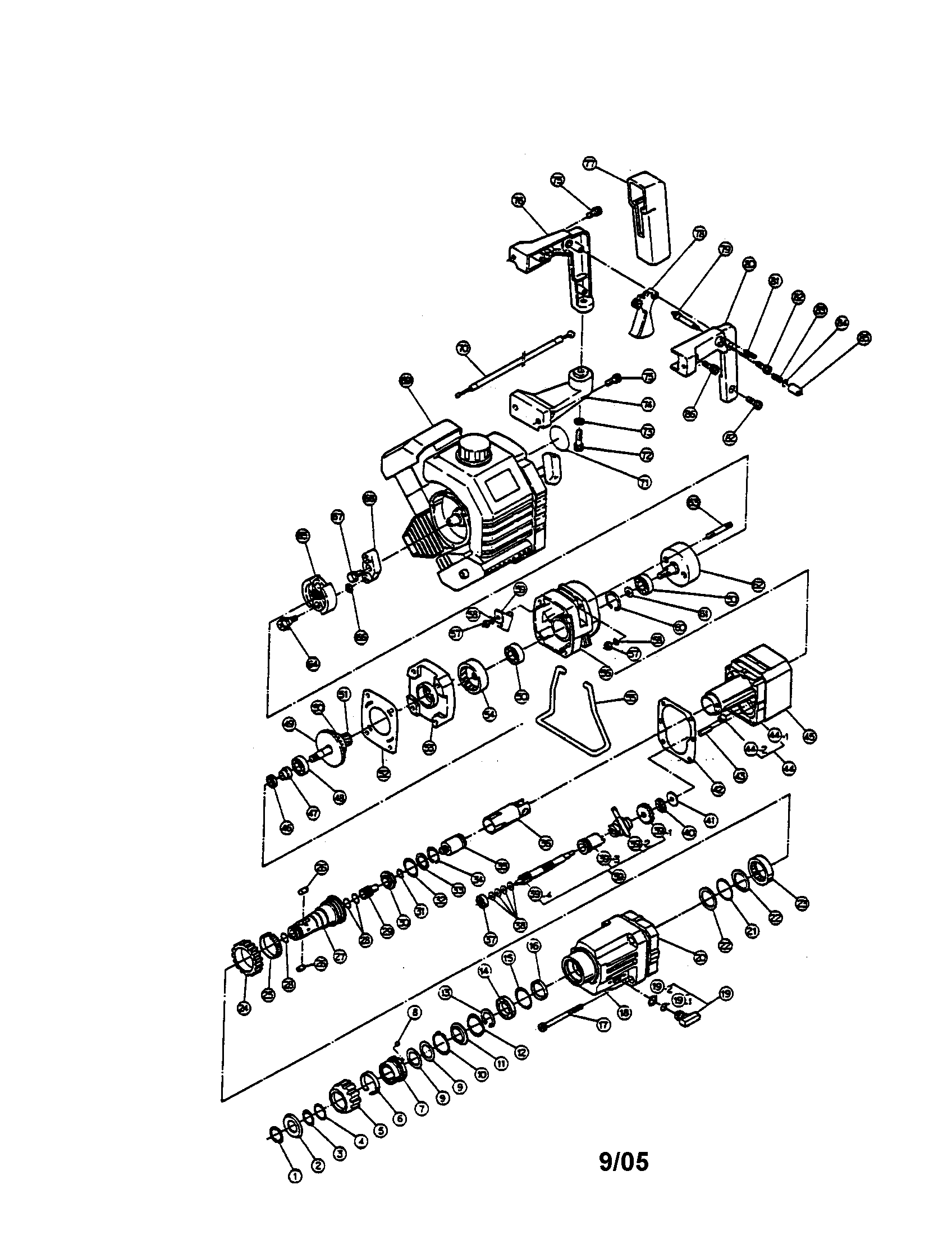 Gas rotary hammer