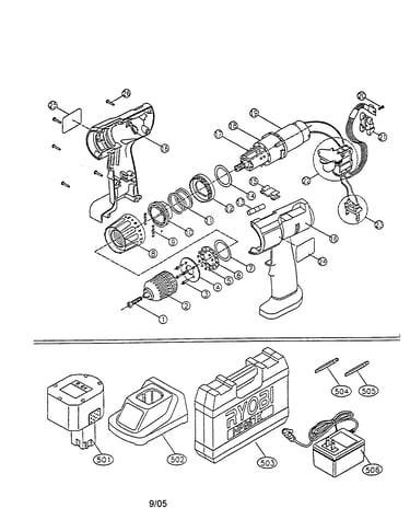 9.6v / 12v center handle drill
