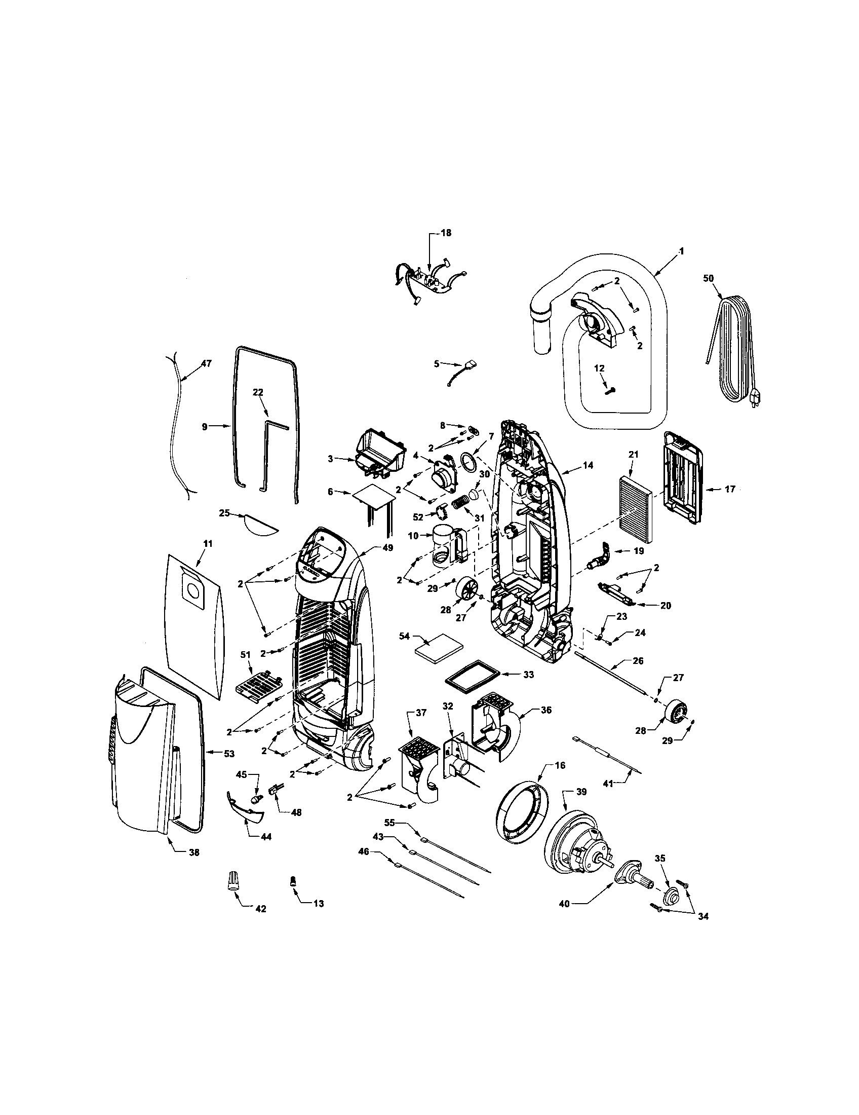 Dust compartment and motor