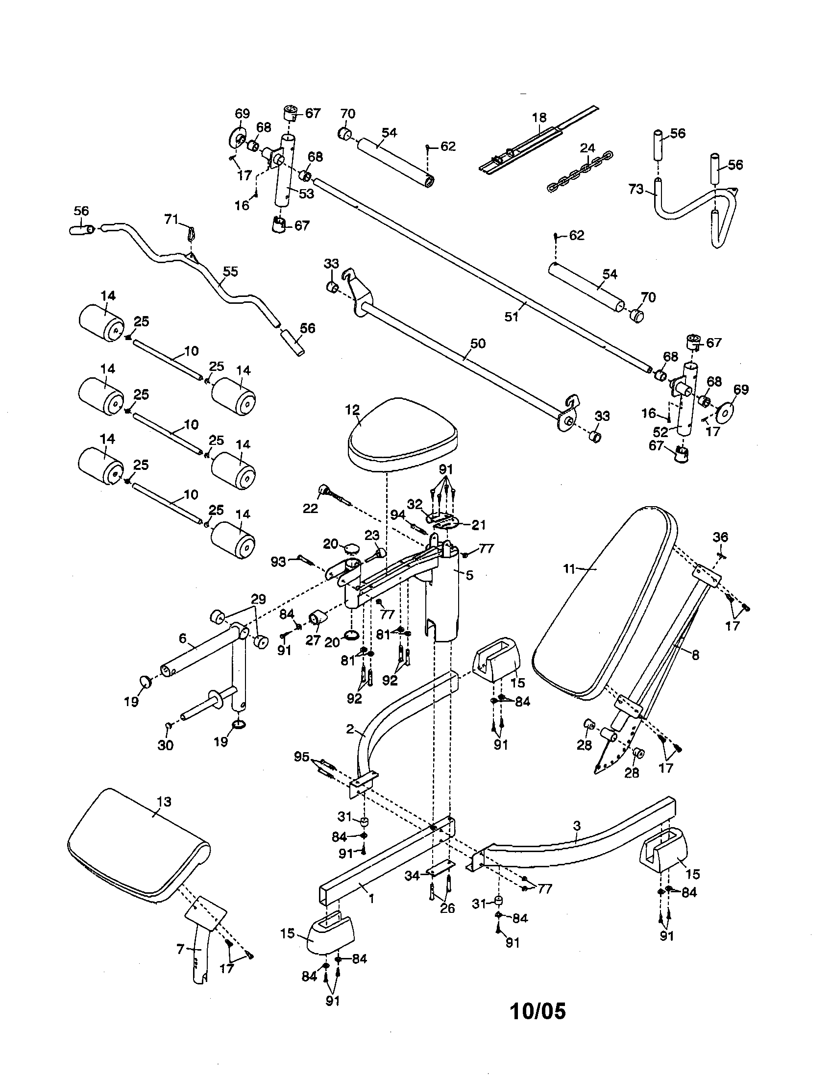 Seat/backrest/frame