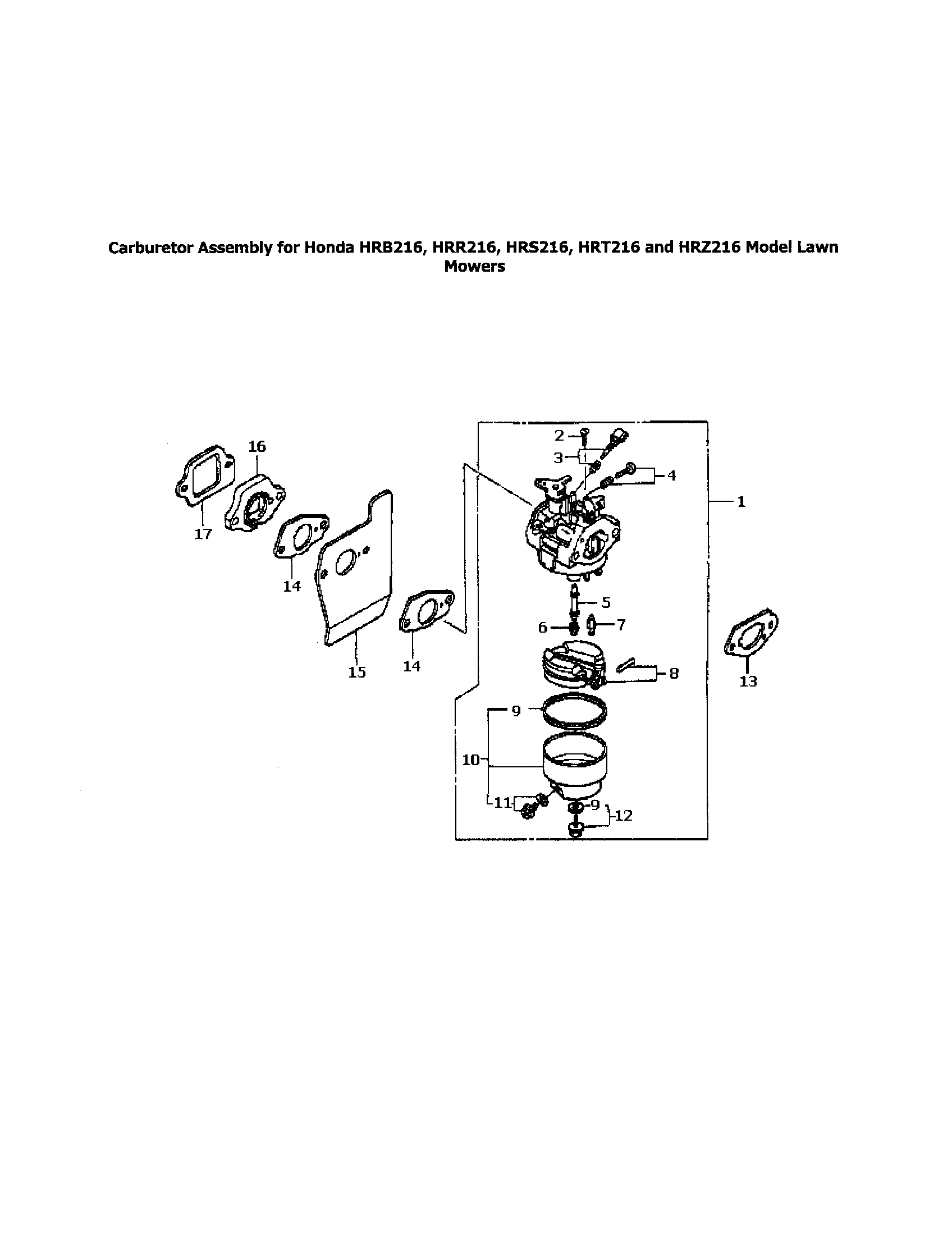 CARBURETOR ASSEMBLY FOR HONDAS